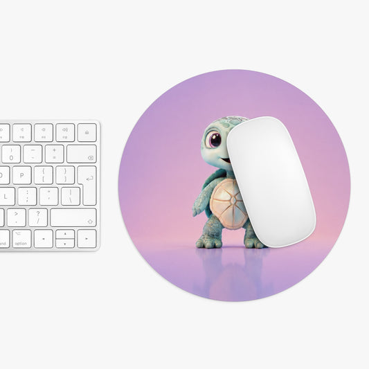 Eli the Turtle Mouse Pad – Cute Mint Turtle, Purple Gradient