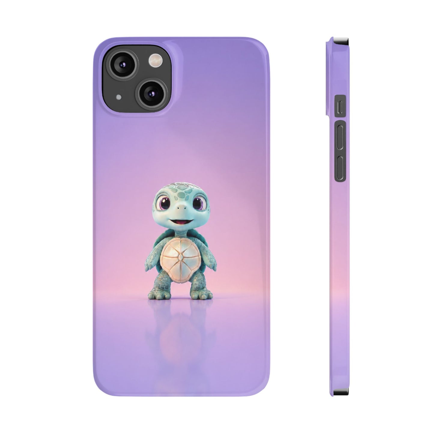 Eli the Turtle Phone Case – Cute Mint Turtle, Purple Gradient
