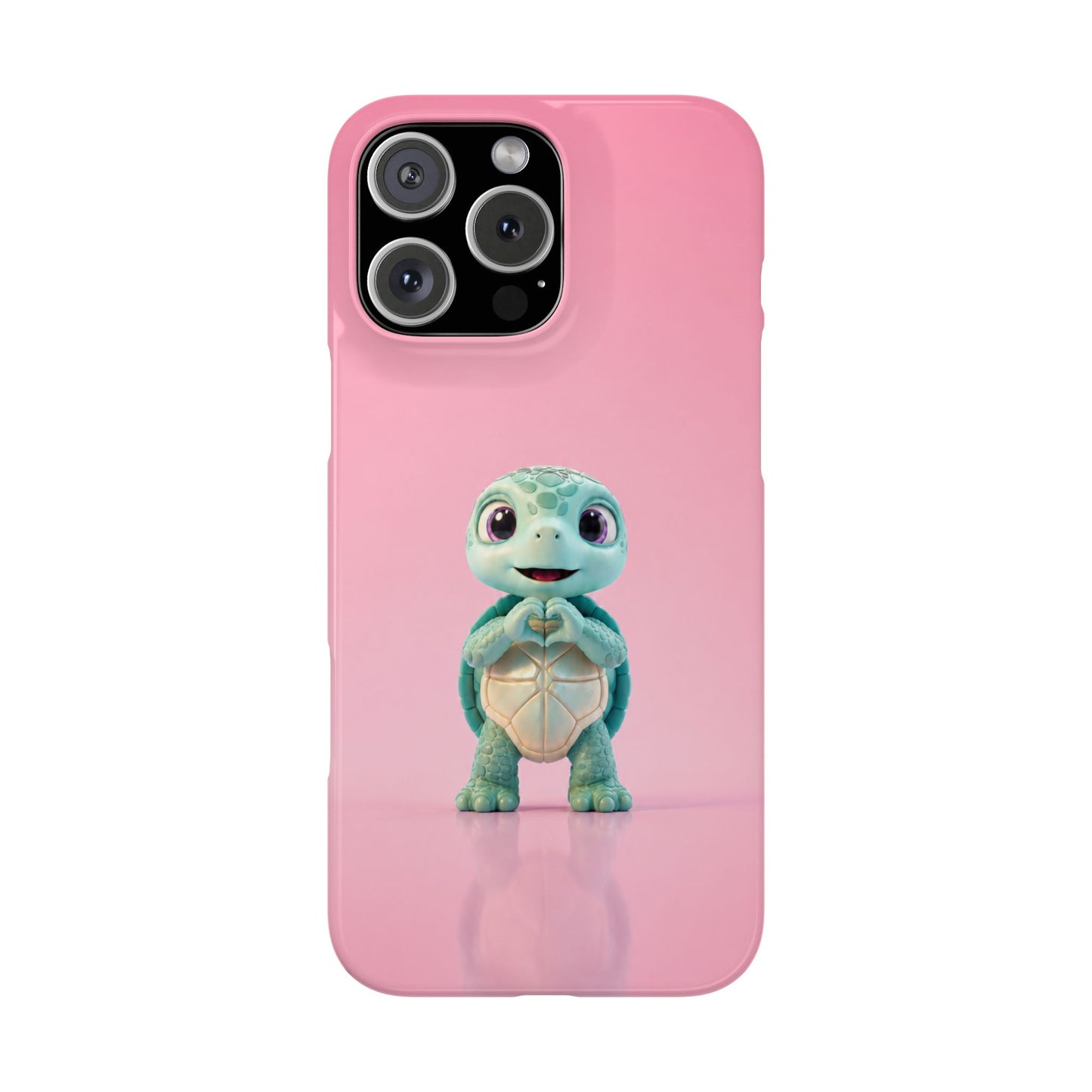 Eli the Turtle Heart Hands – Mint Turtle on Pink
