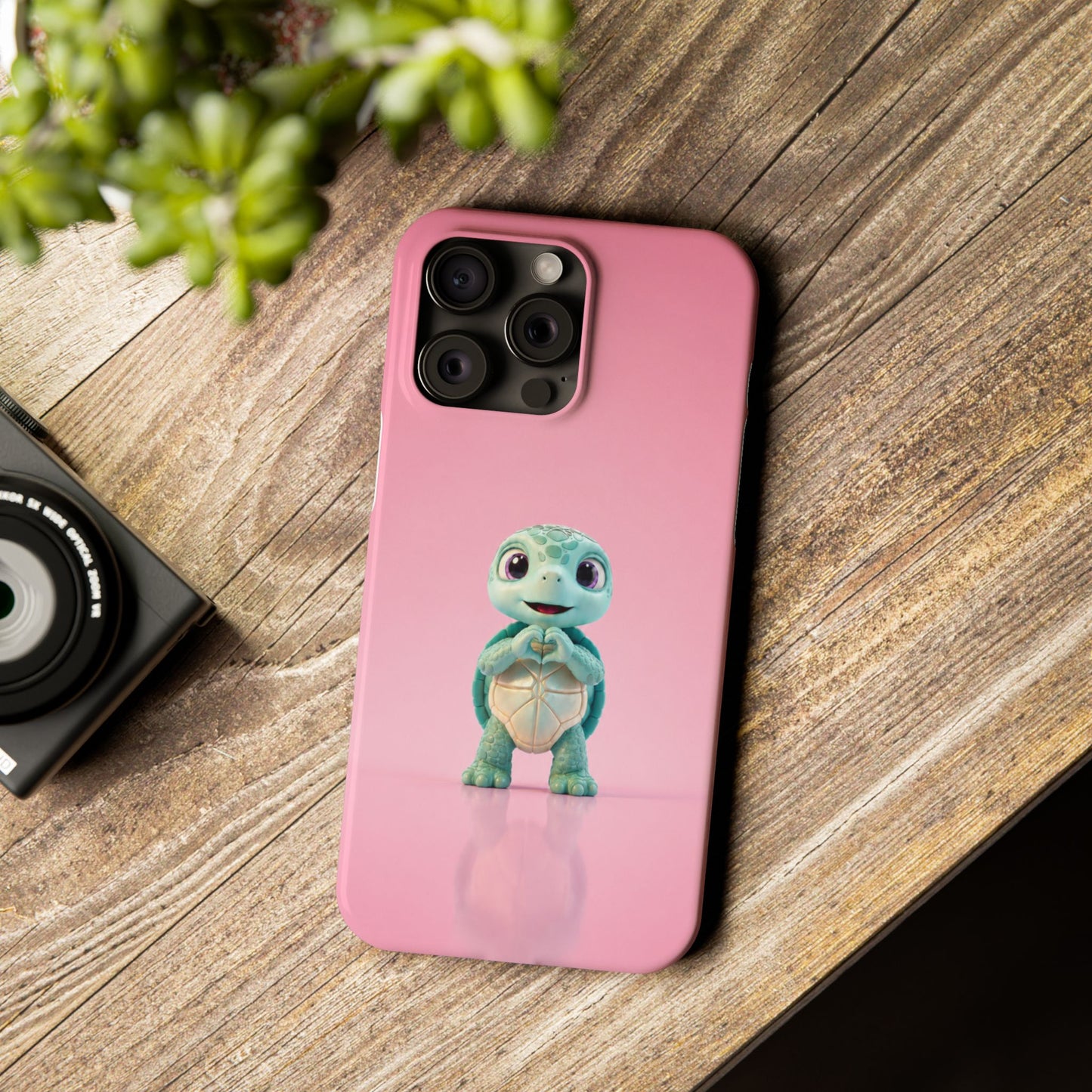 Eli the Turtle Heart Hands – Mint Turtle on Pink