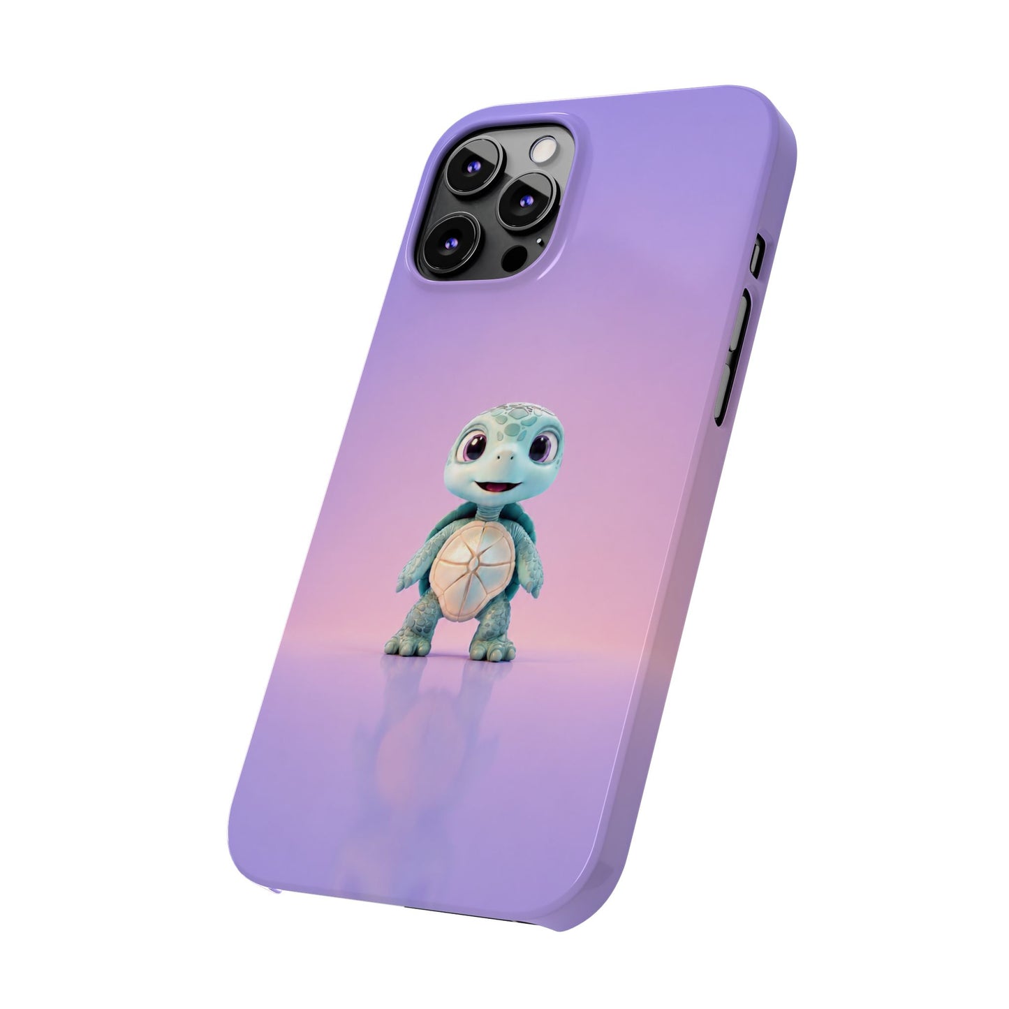 Eli the Turtle Phone Case – Cute Mint Turtle, Purple Gradient