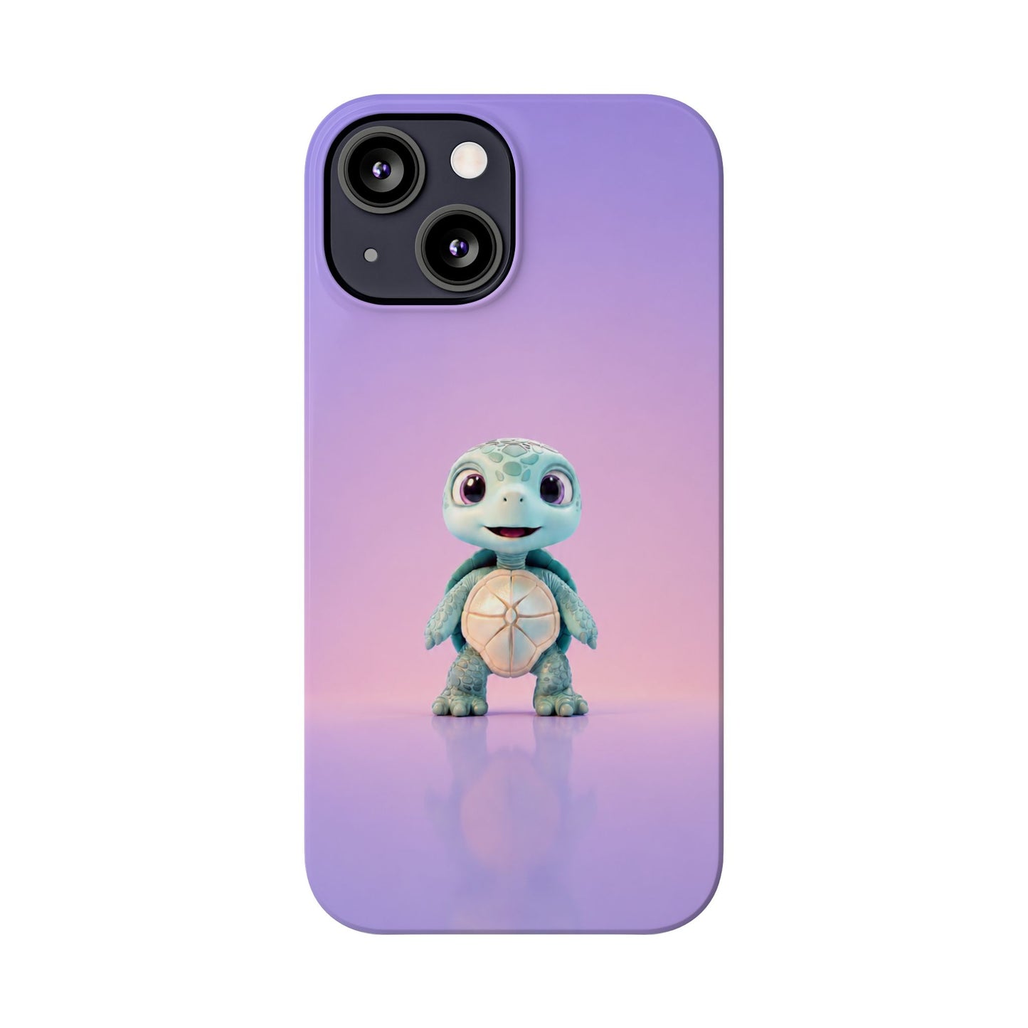 Eli the Turtle Phone Case – Cute Mint Turtle, Purple Gradient