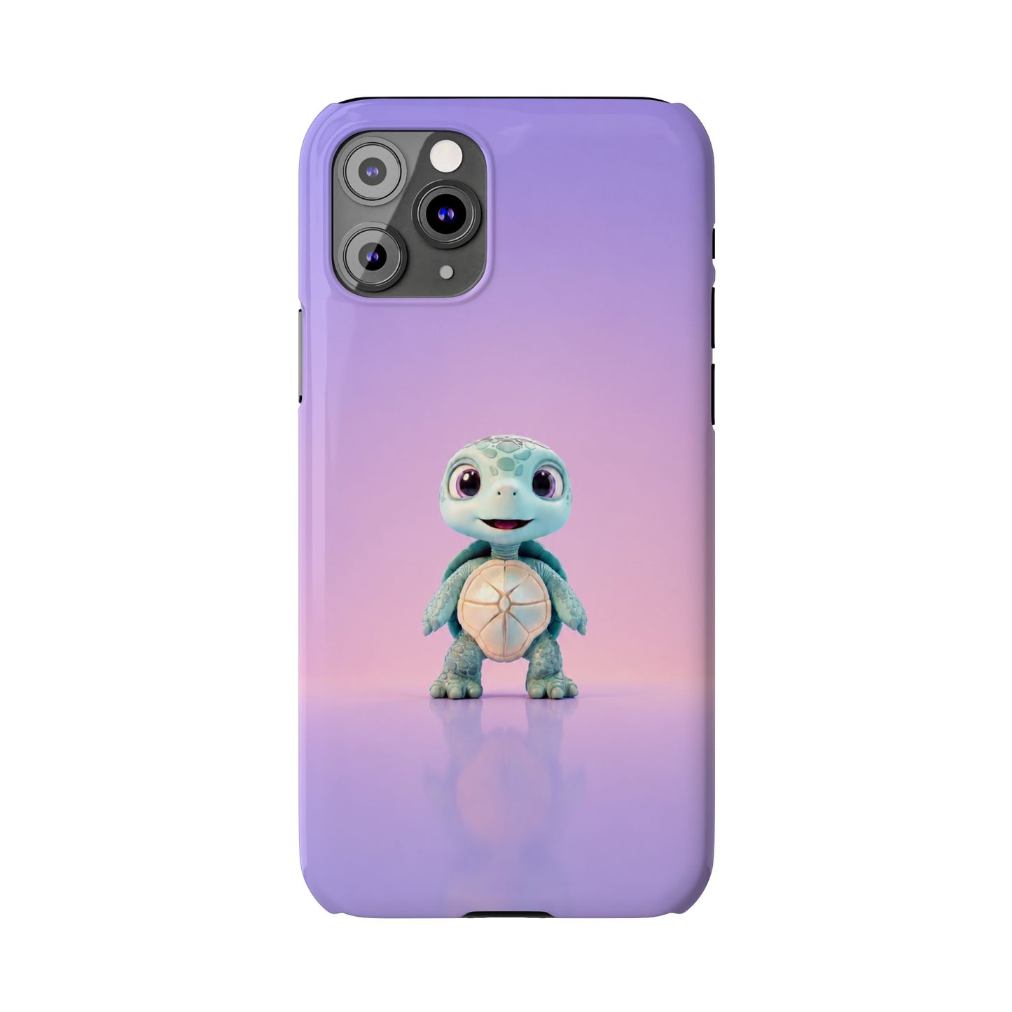 Eli the Turtle Phone Case – Cute Mint Turtle, Purple Gradient