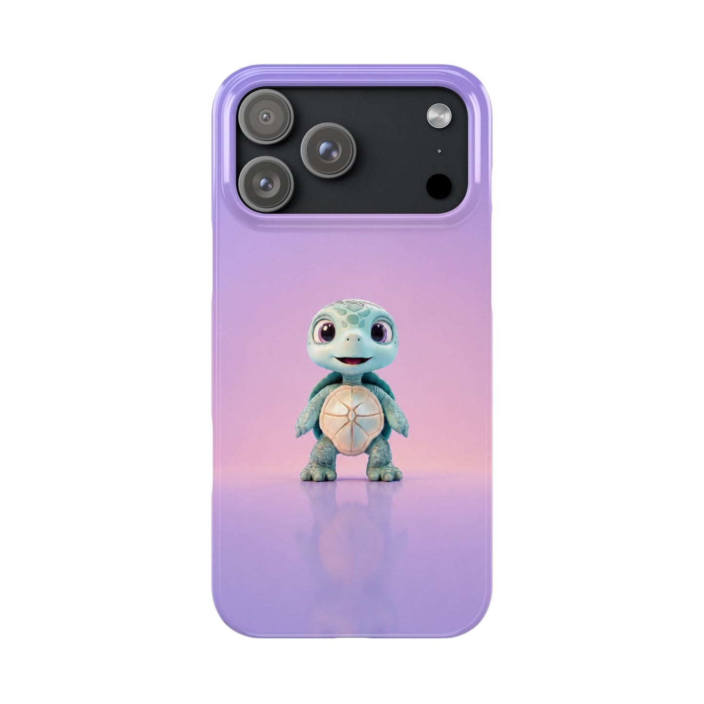 Eli the Turtle Phone Case – Cute Mint Turtle, Purple Gradient