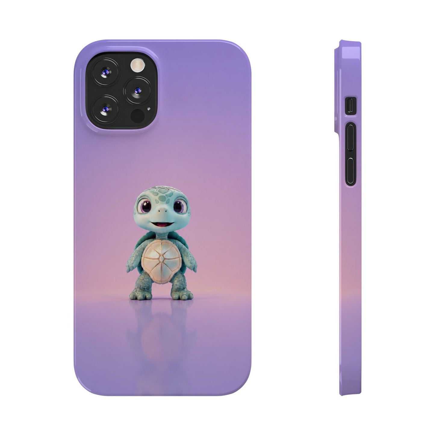 Eli the Turtle Phone Case – Cute Mint Turtle, Purple Gradient