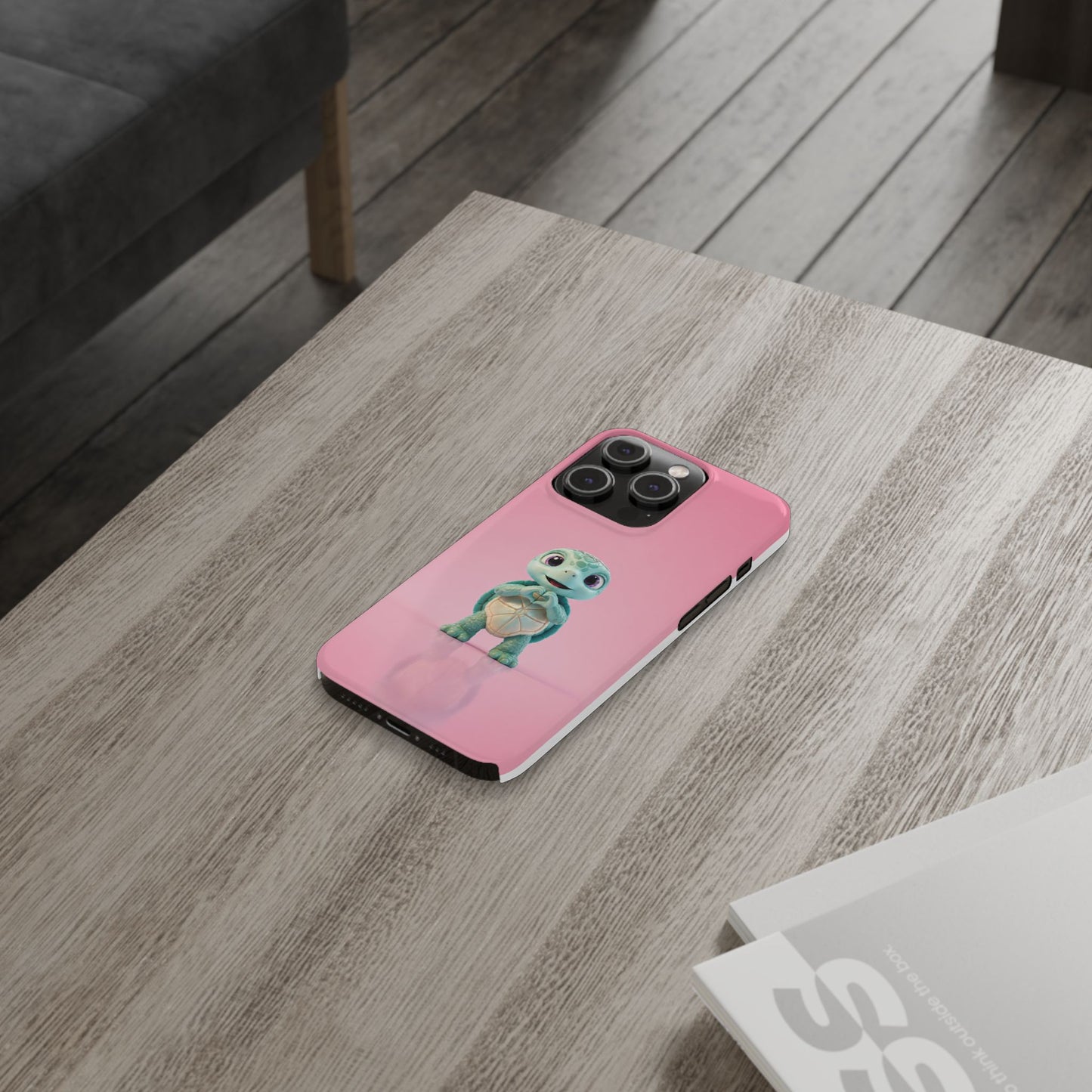Eli the Turtle Heart Hands – Mint Turtle on Pink