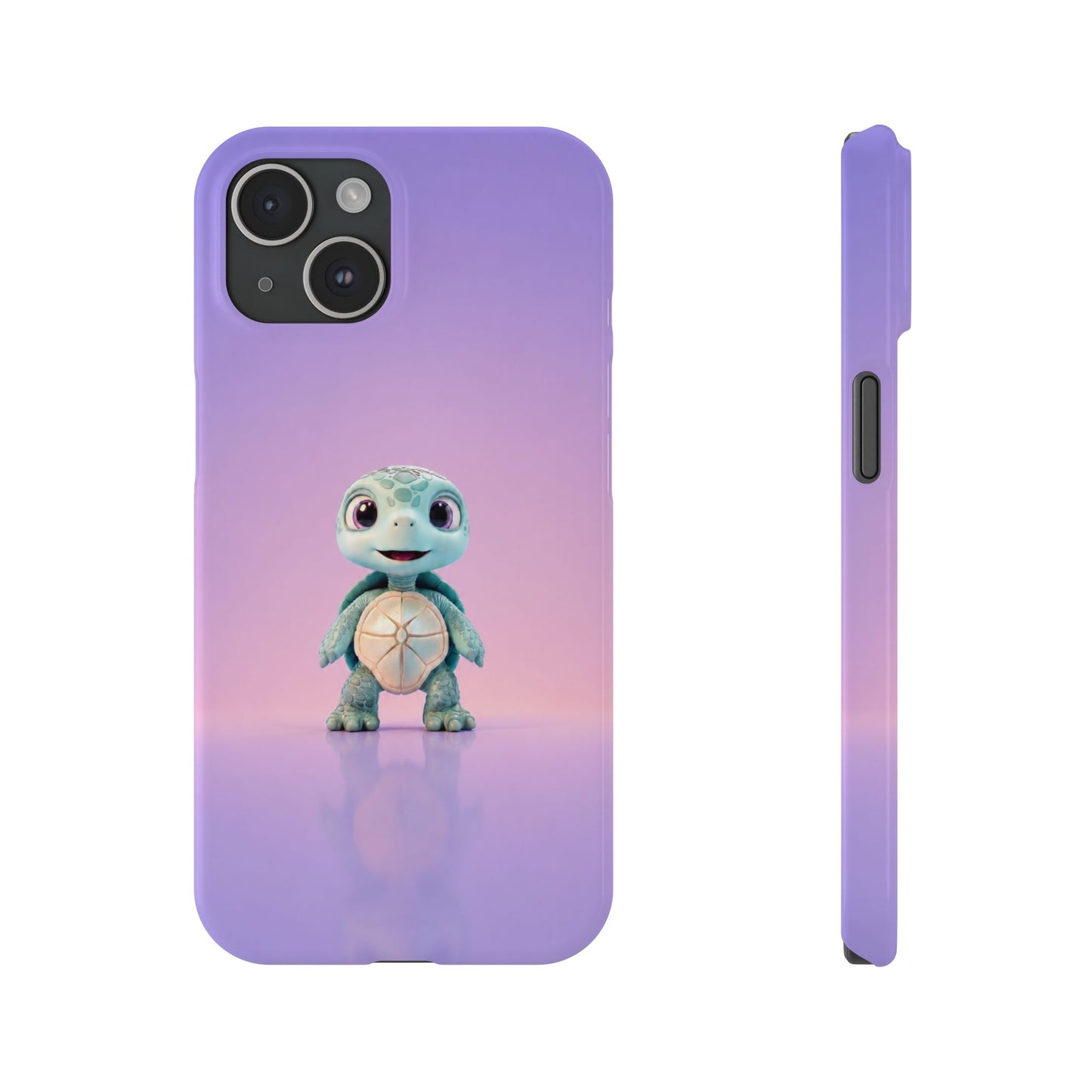 Eli the Turtle Phone Case – Cute Mint Turtle, Purple Gradient
