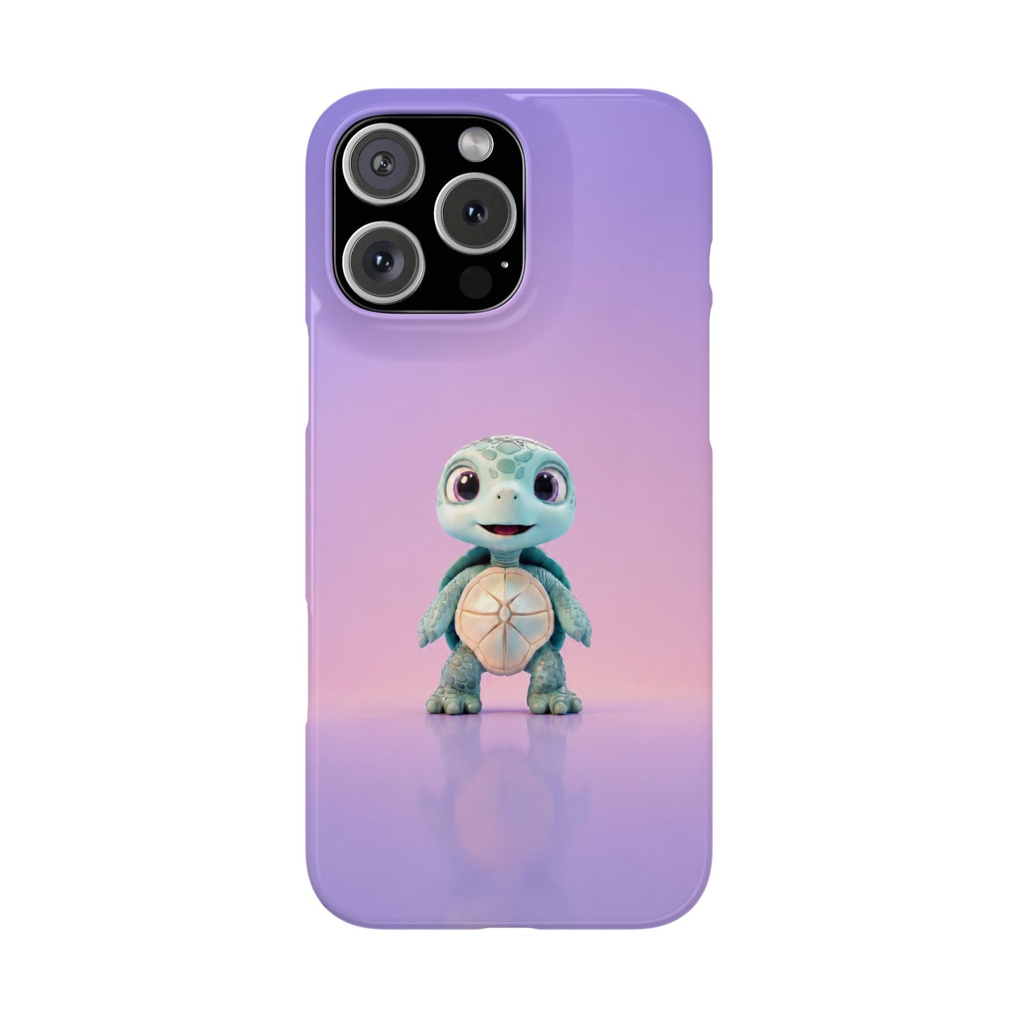 Eli the Turtle Phone Case – Cute Mint Turtle, Purple Gradient