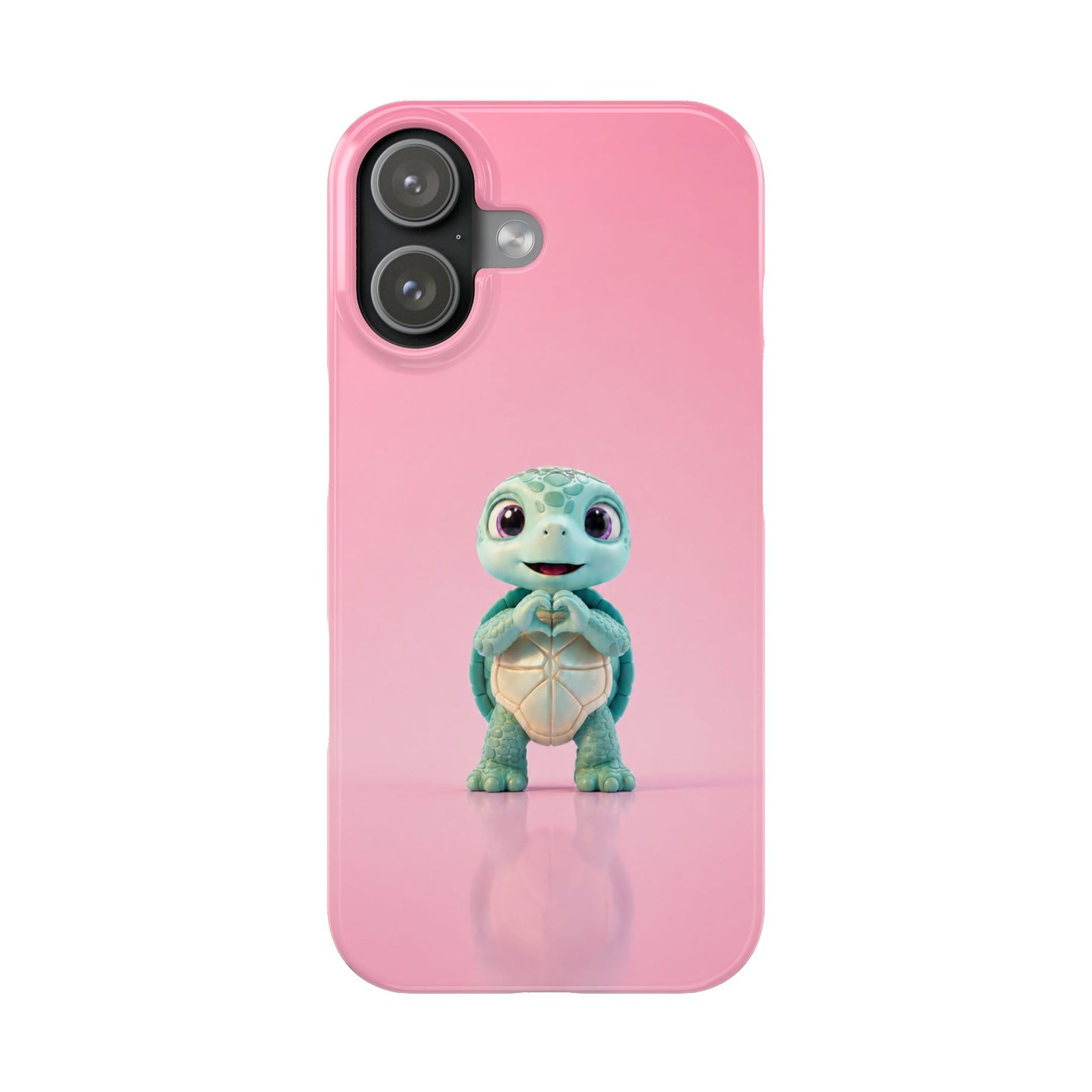Eli the Turtle Heart Hands – Mint Turtle on Pink