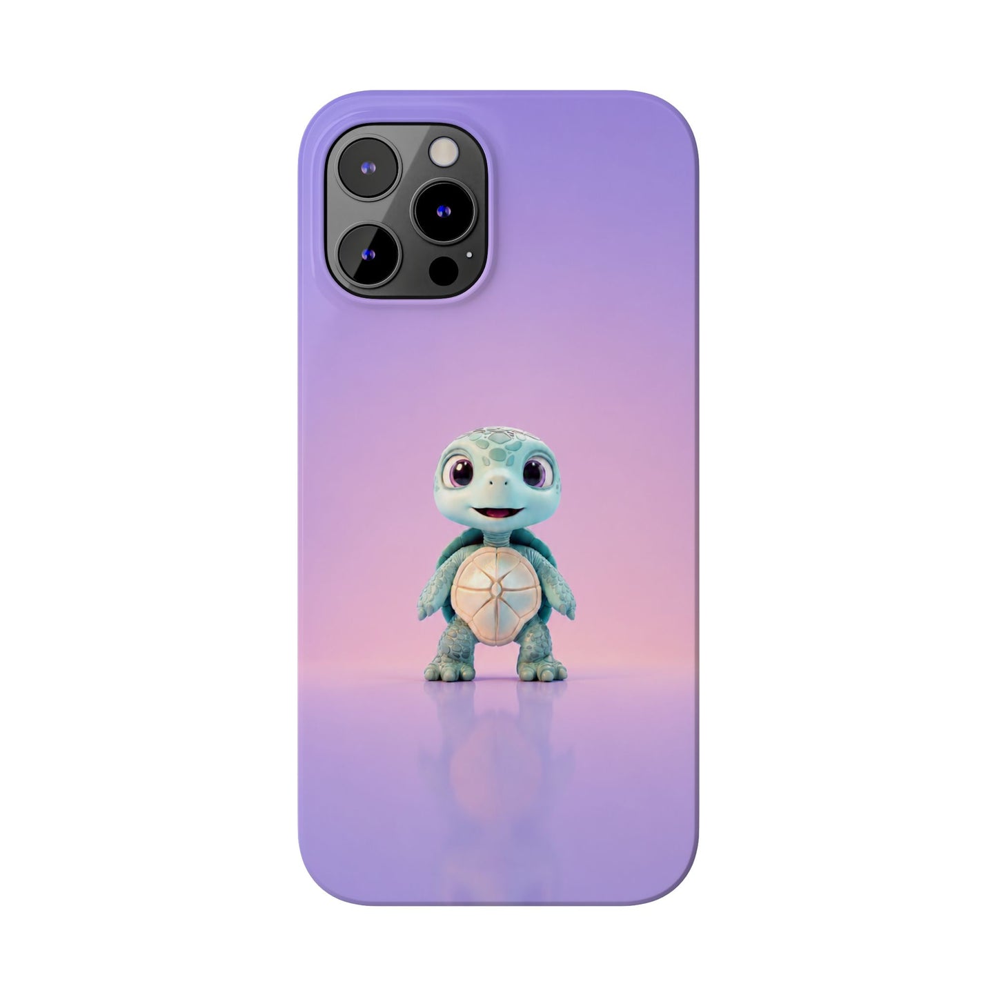 Eli the Turtle Phone Case – Cute Mint Turtle, Purple Gradient