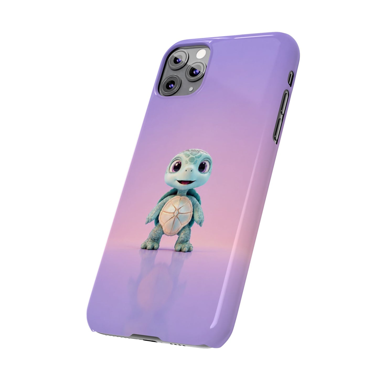 Eli the Turtle Phone Case – Cute Mint Turtle, Purple Gradient