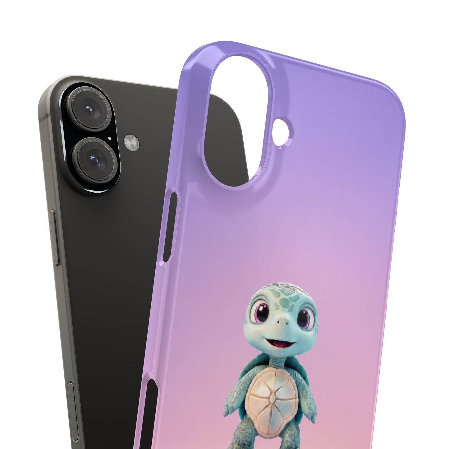 Eli the Turtle Phone Case – Cute Mint Turtle, Purple Gradient