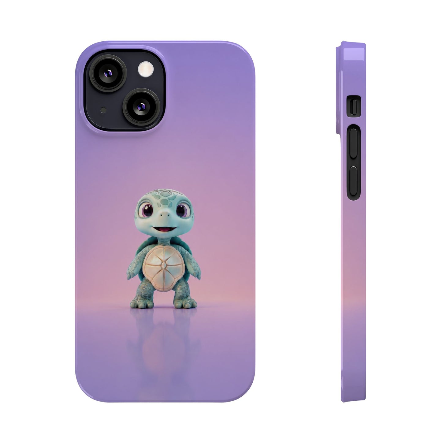 Eli the Turtle Phone Case – Cute Mint Turtle, Purple Gradient