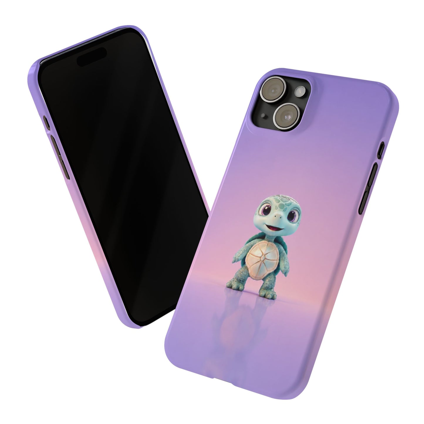 Eli the Turtle Phone Case – Cute Mint Turtle, Purple Gradient