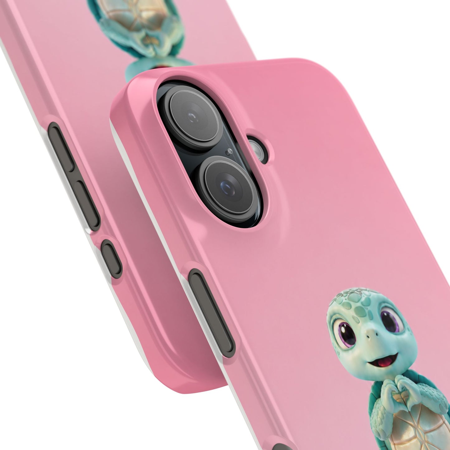 Eli the Turtle Heart Hands – Mint Turtle on Pink