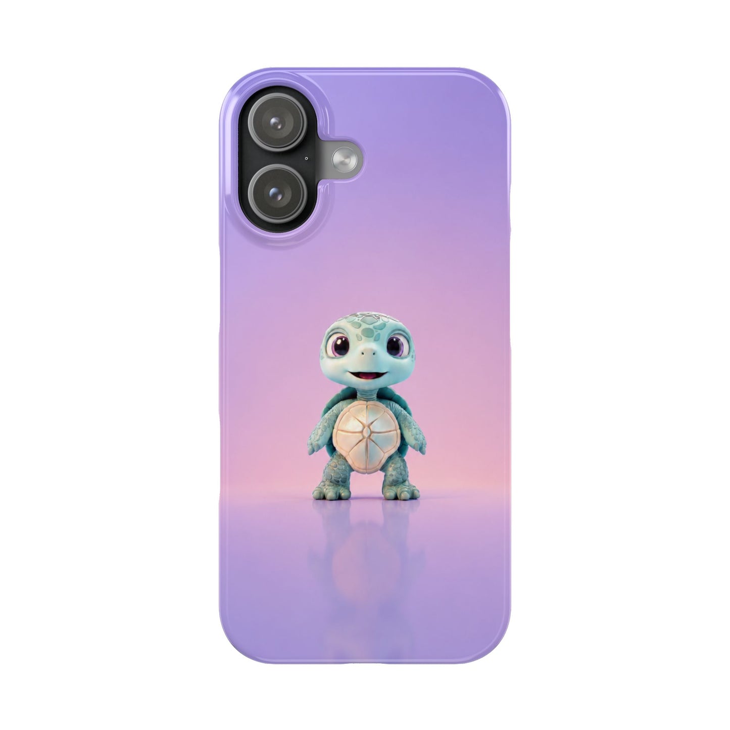 Eli the Turtle Phone Case – Cute Mint Turtle, Purple Gradient