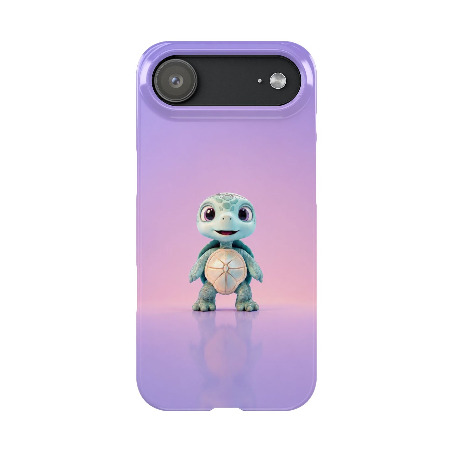 Eli the Turtle Phone Case – Cute Mint Turtle, Purple Gradient
