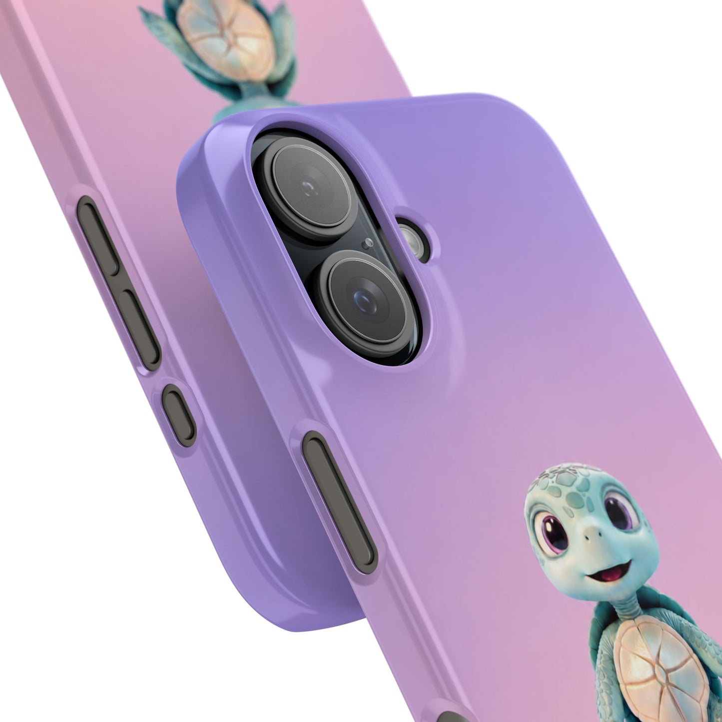 Eli the Turtle Phone Case – Cute Mint Turtle, Purple Gradient
