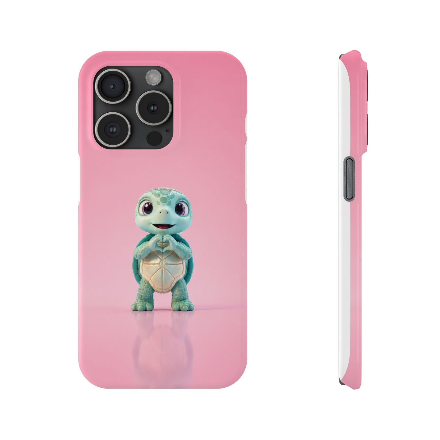 Eli the Turtle Heart Hands – Mint Turtle on Pink