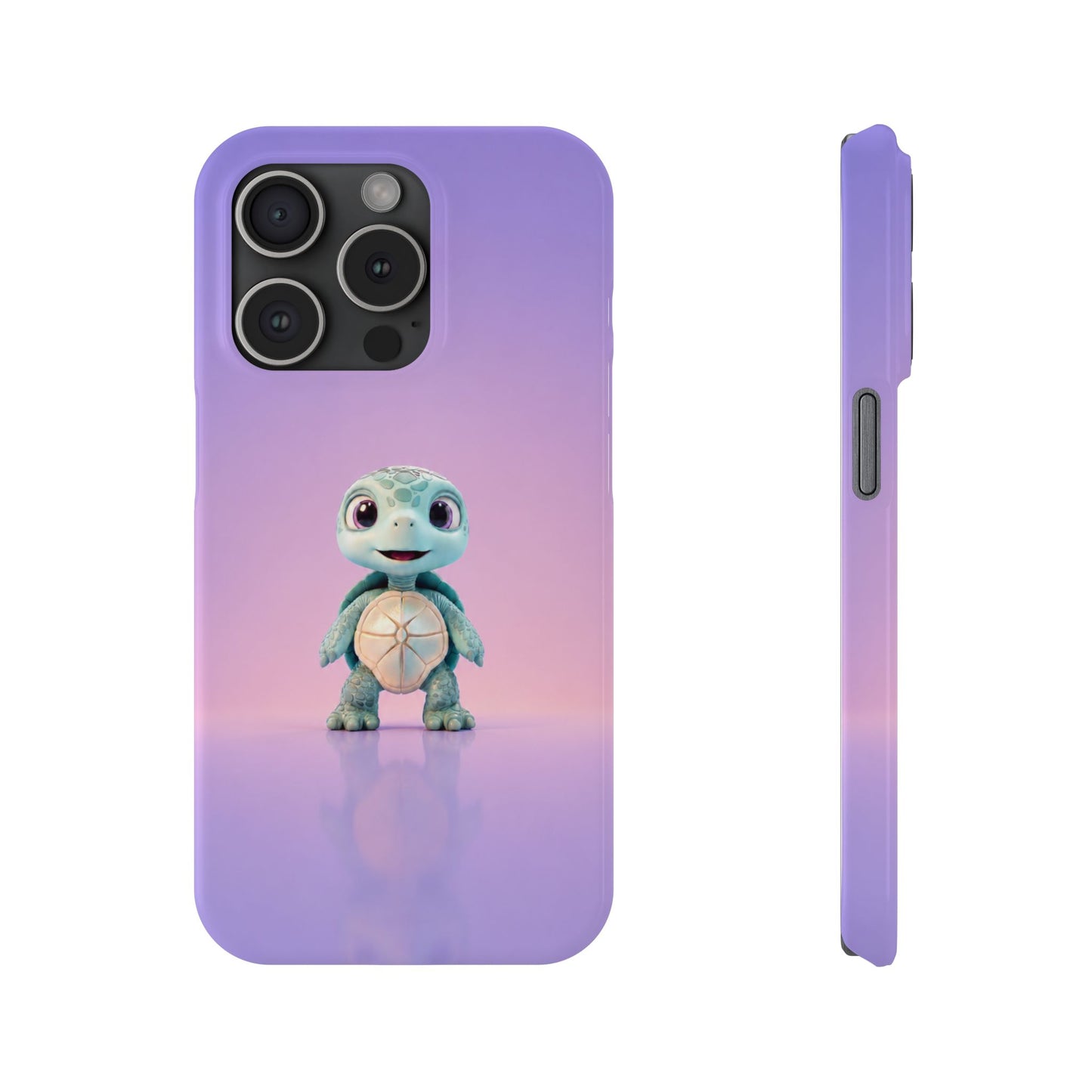 Eli the Turtle Phone Case – Cute Mint Turtle, Purple Gradient