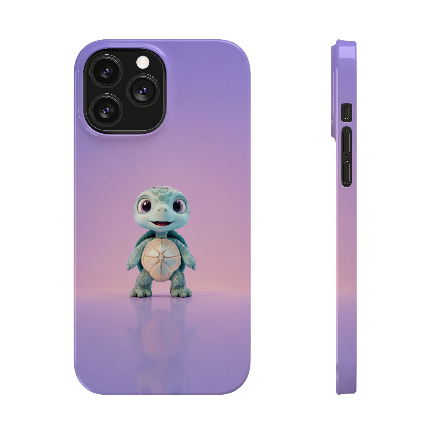 Eli the Turtle Phone Case – Cute Mint Turtle, Purple Gradient