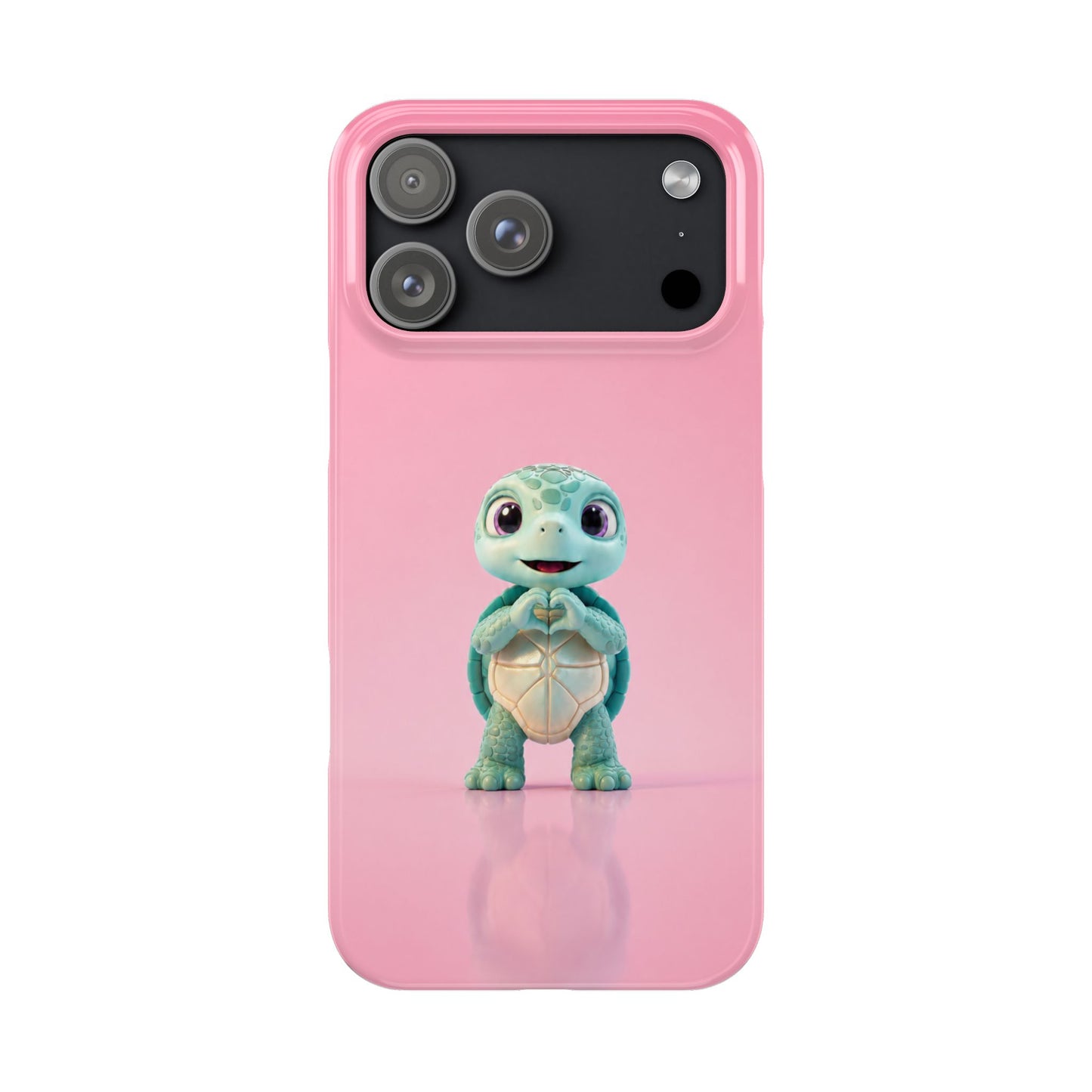 Eli the Turtle Heart Hands – Mint Turtle on Pink