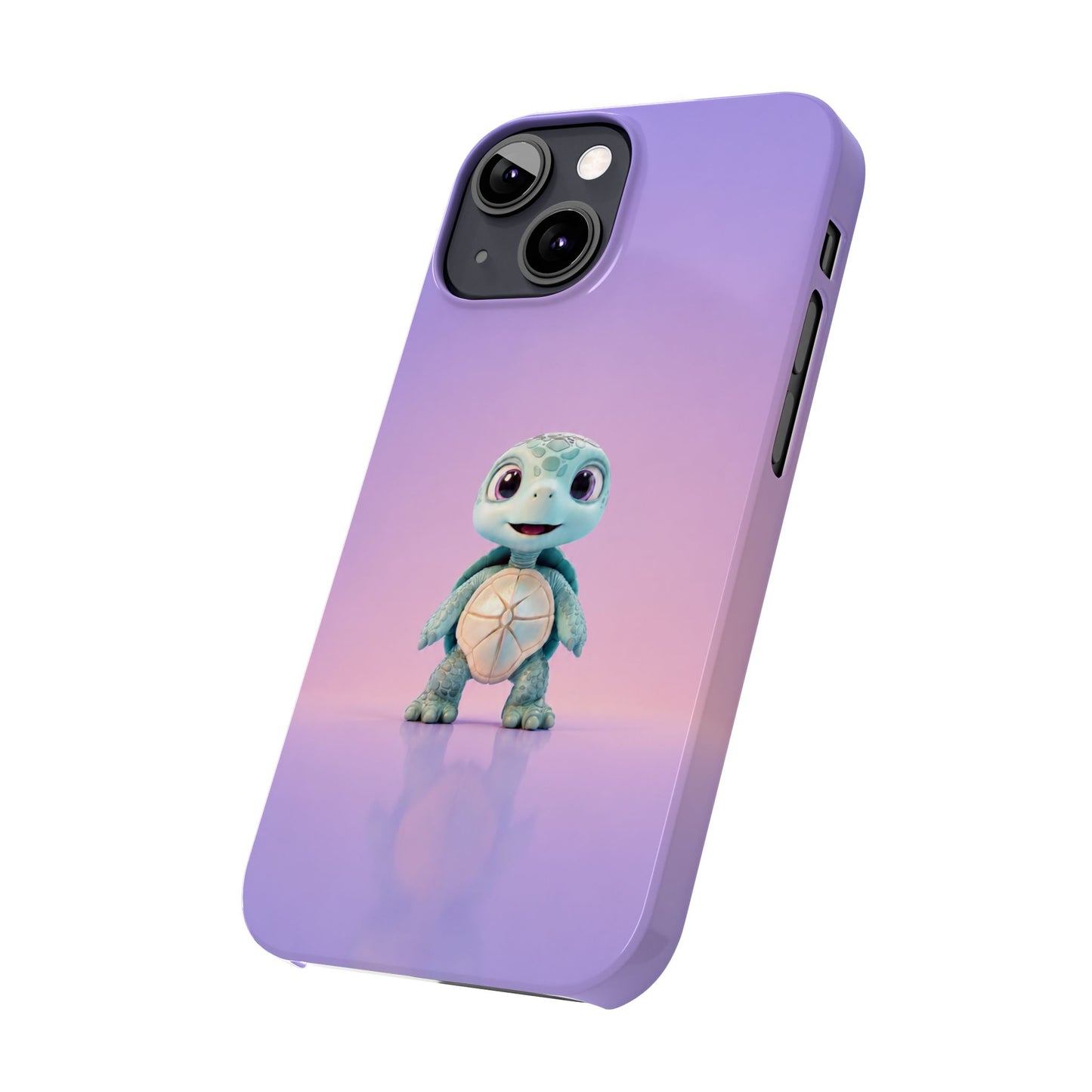 Eli the Turtle Phone Case – Cute Mint Turtle, Purple Gradient