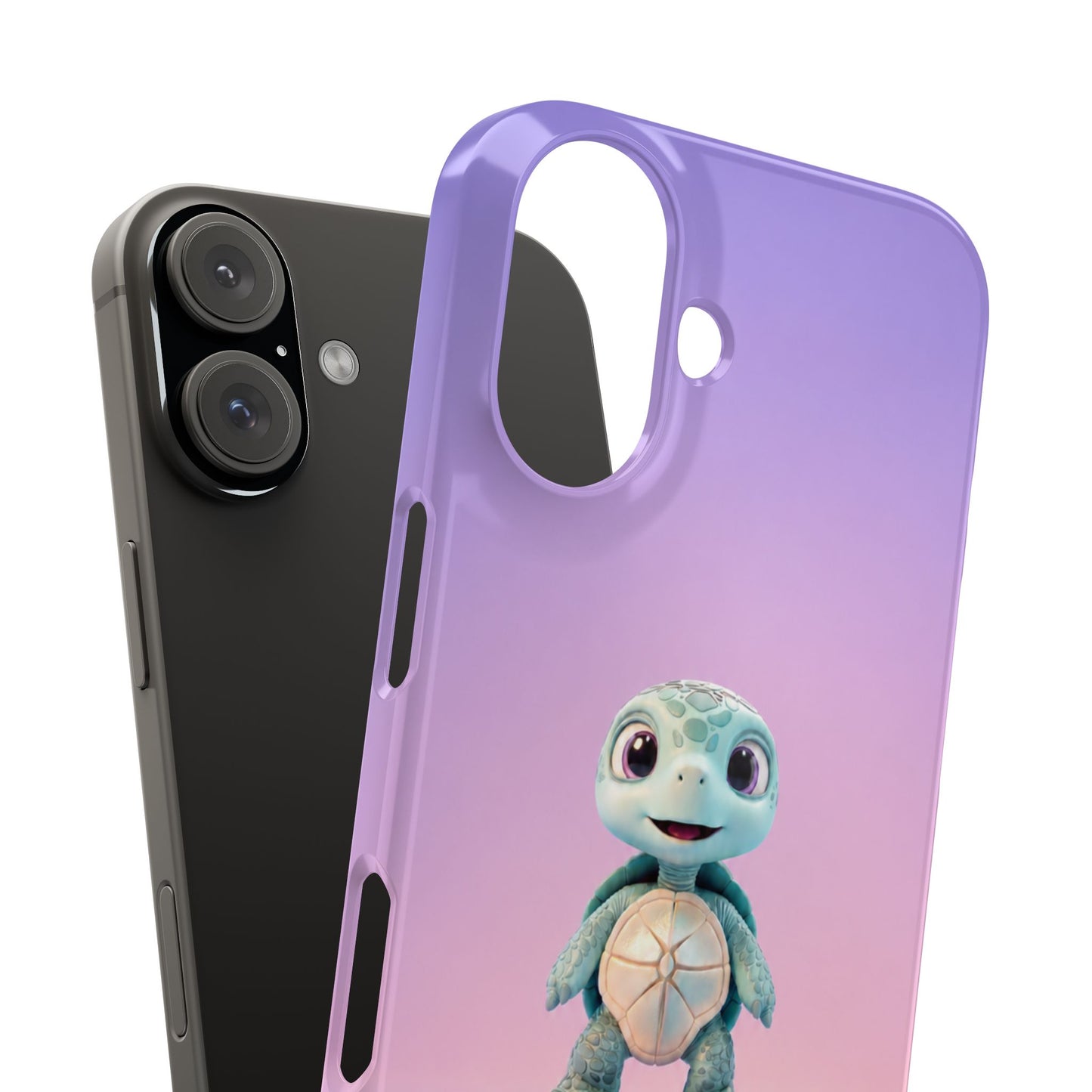 Eli the Turtle Phone Case – Cute Mint Turtle, Purple Gradient