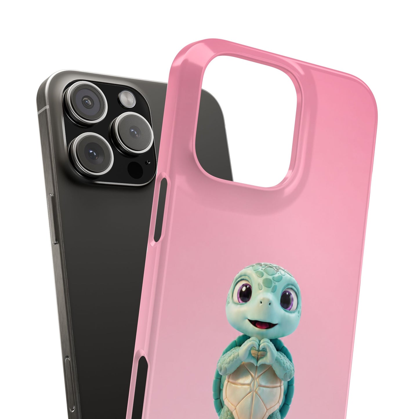 Eli the Turtle Heart Hands – Mint Turtle on Pink