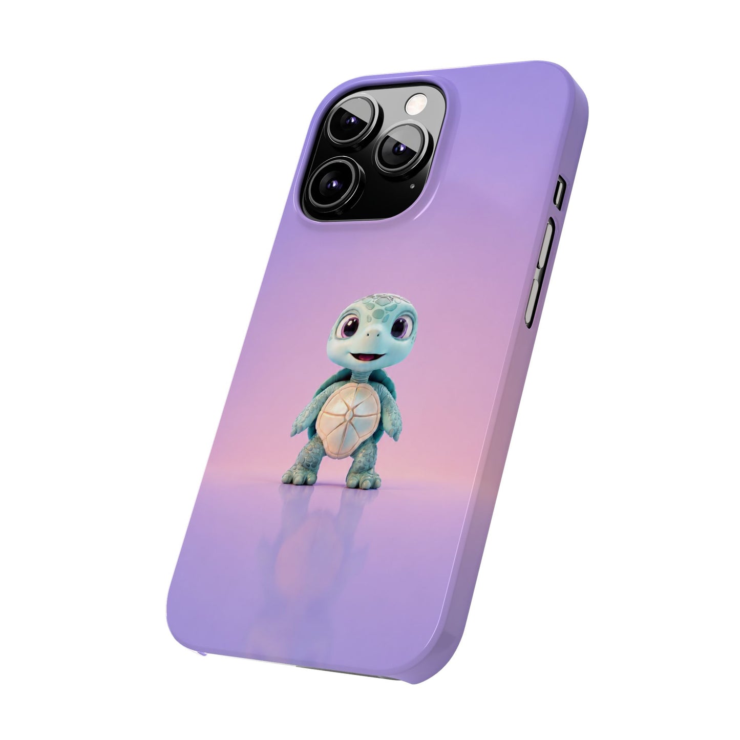 Eli the Turtle Phone Case – Cute Mint Turtle, Purple Gradient