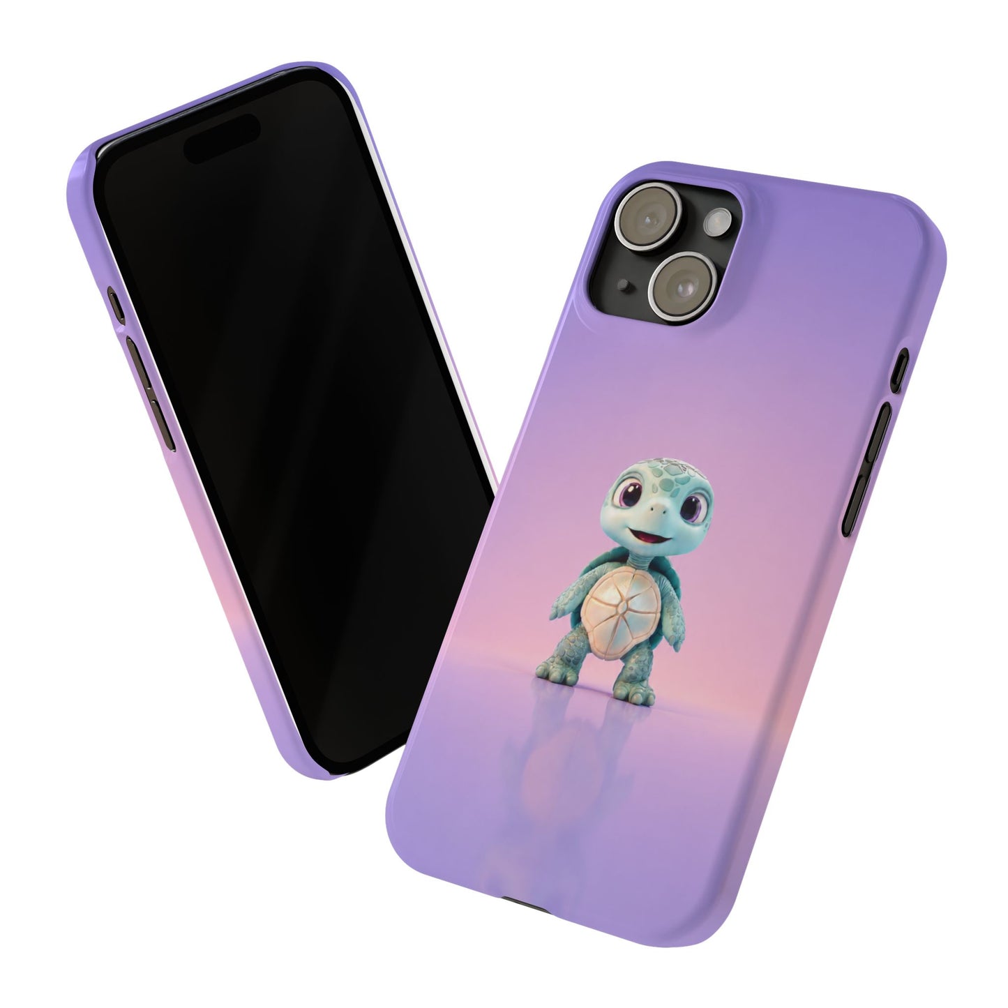 Eli the Turtle Phone Case – Cute Mint Turtle, Purple Gradient