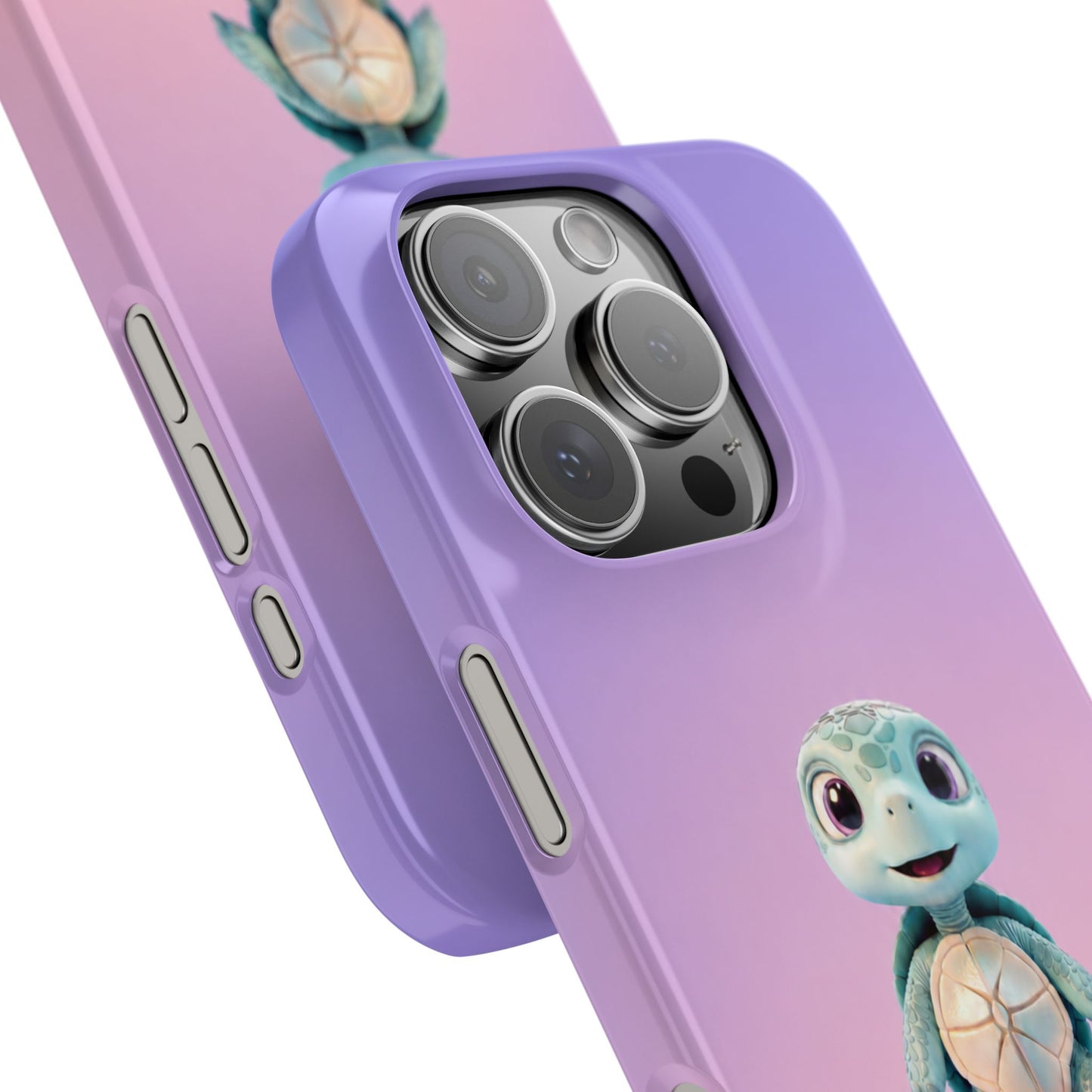 Eli the Turtle Phone Case – Cute Mint Turtle, Purple Gradient