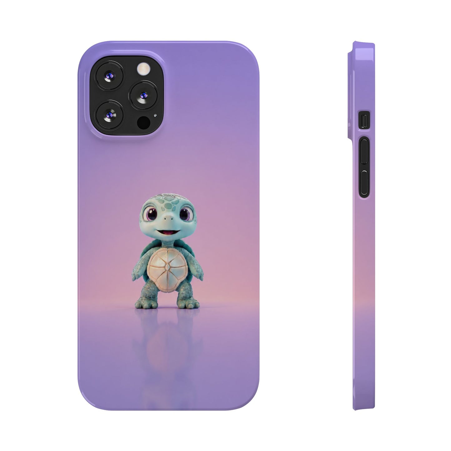 Eli the Turtle Phone Case – Cute Mint Turtle, Purple Gradient