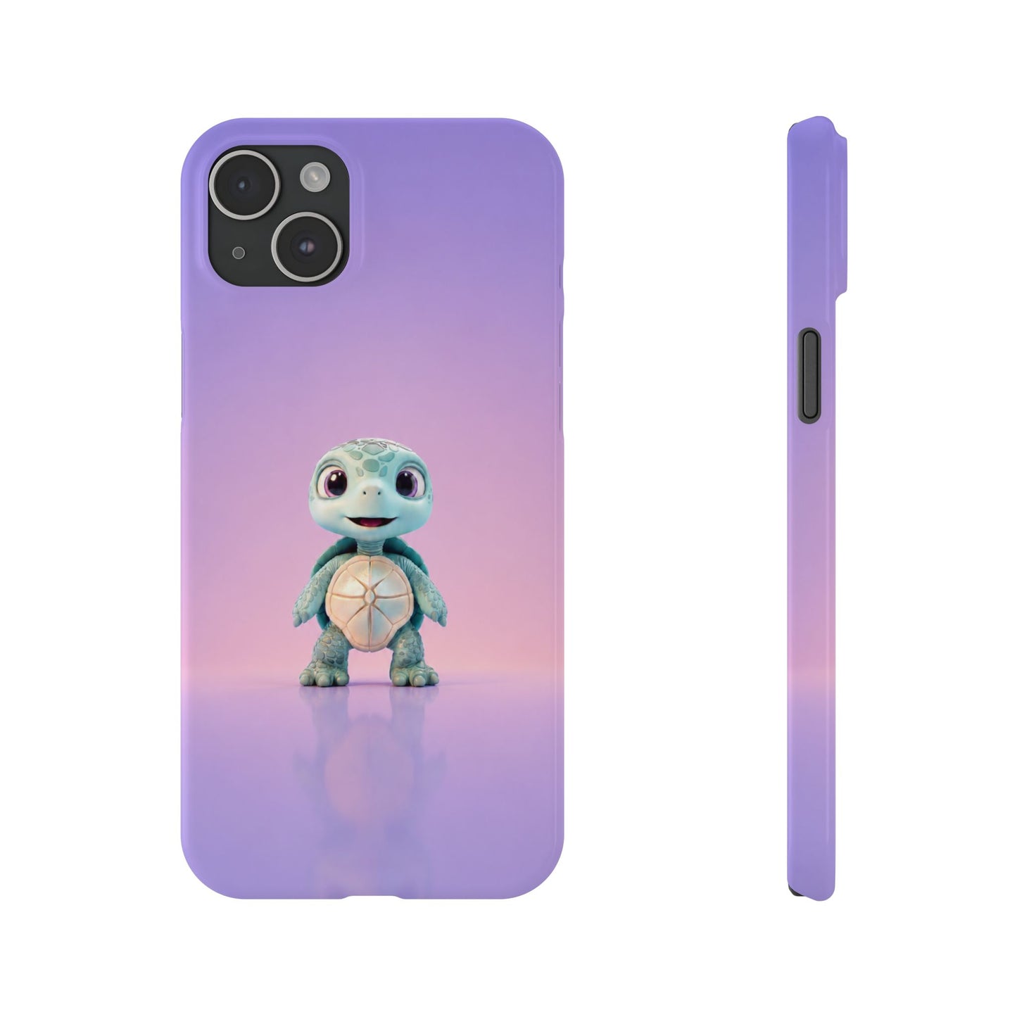 Eli the Turtle Phone Case – Cute Mint Turtle, Purple Gradient