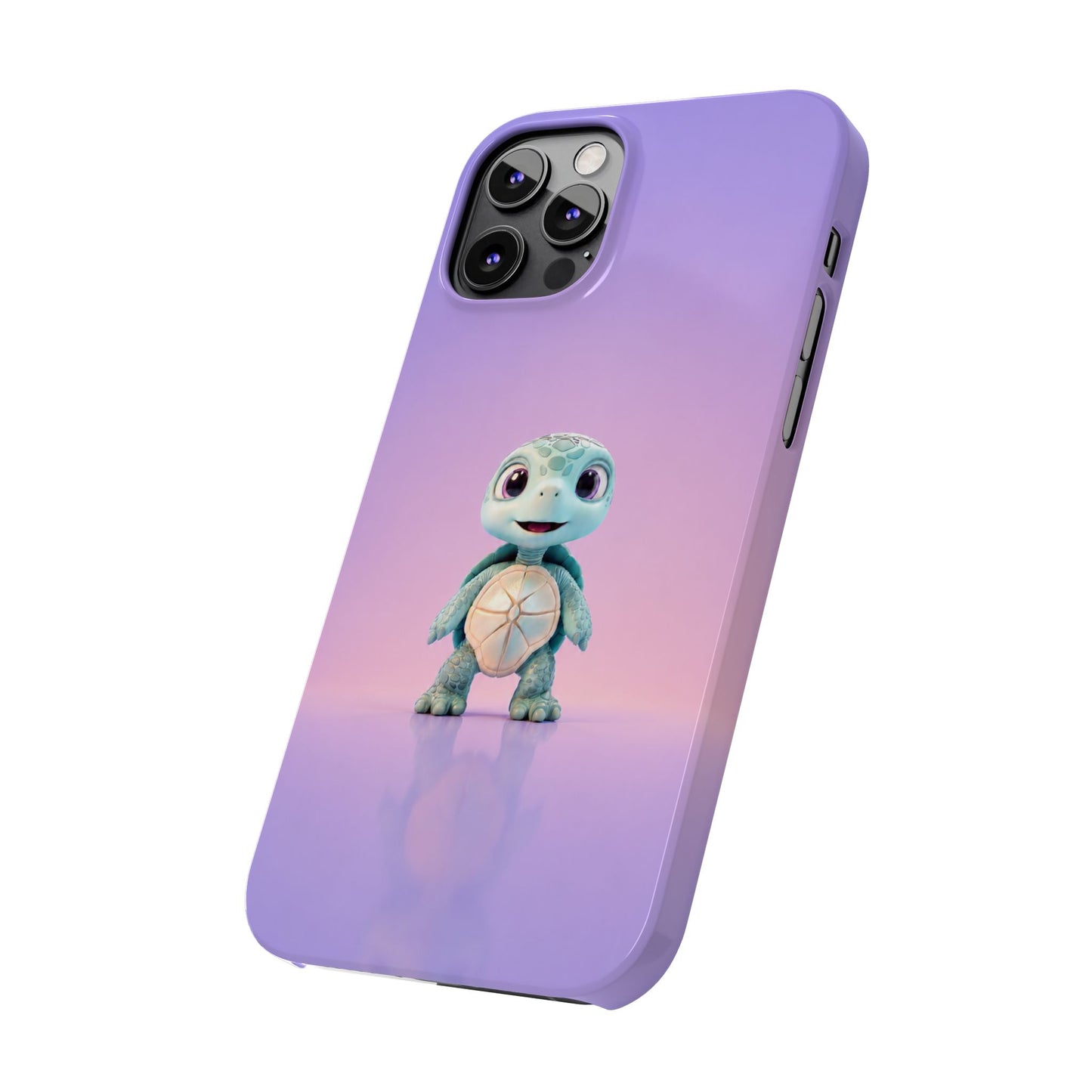 Eli the Turtle Phone Case – Cute Mint Turtle, Purple Gradient