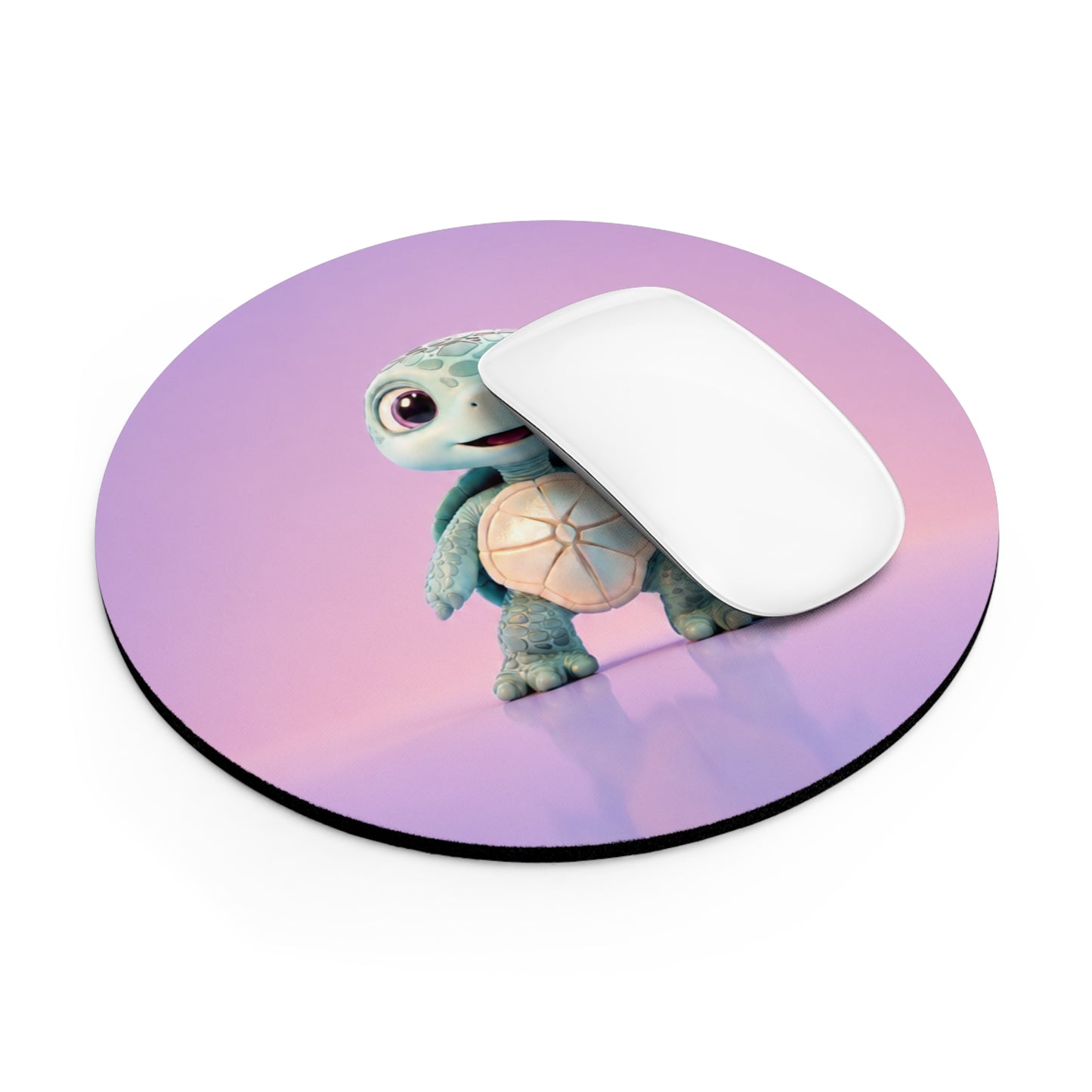 Eli the Turtle Mouse Pad – Cute Mint Turtle, Purple Gradient