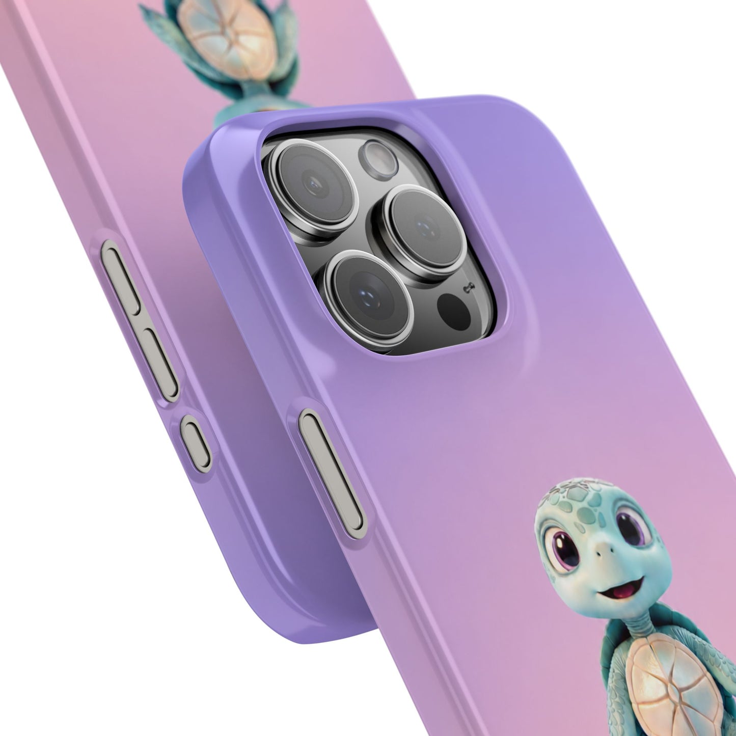Eli the Turtle Phone Case – Cute Mint Turtle, Purple Gradient