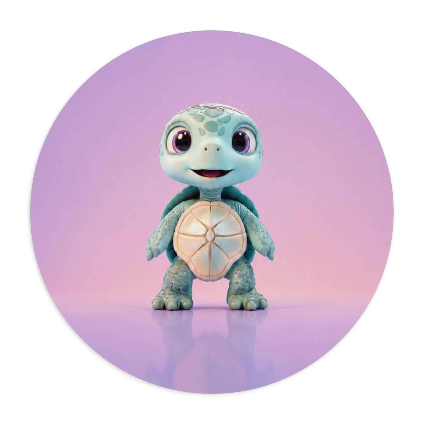 Eli the Turtle Mouse Pad – Cute Mint Turtle, Purple Gradient
