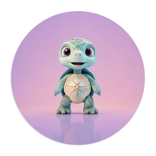 Eli the Turtle Mouse Pad – Cute Mint Turtle, Purple Gradient