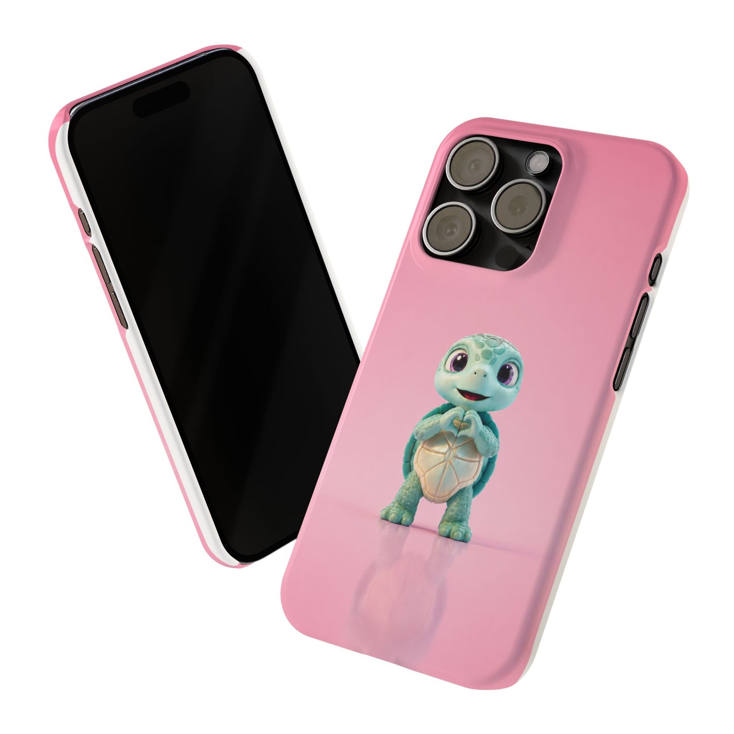 Eli the Turtle Heart Hands – Mint Turtle on Pink