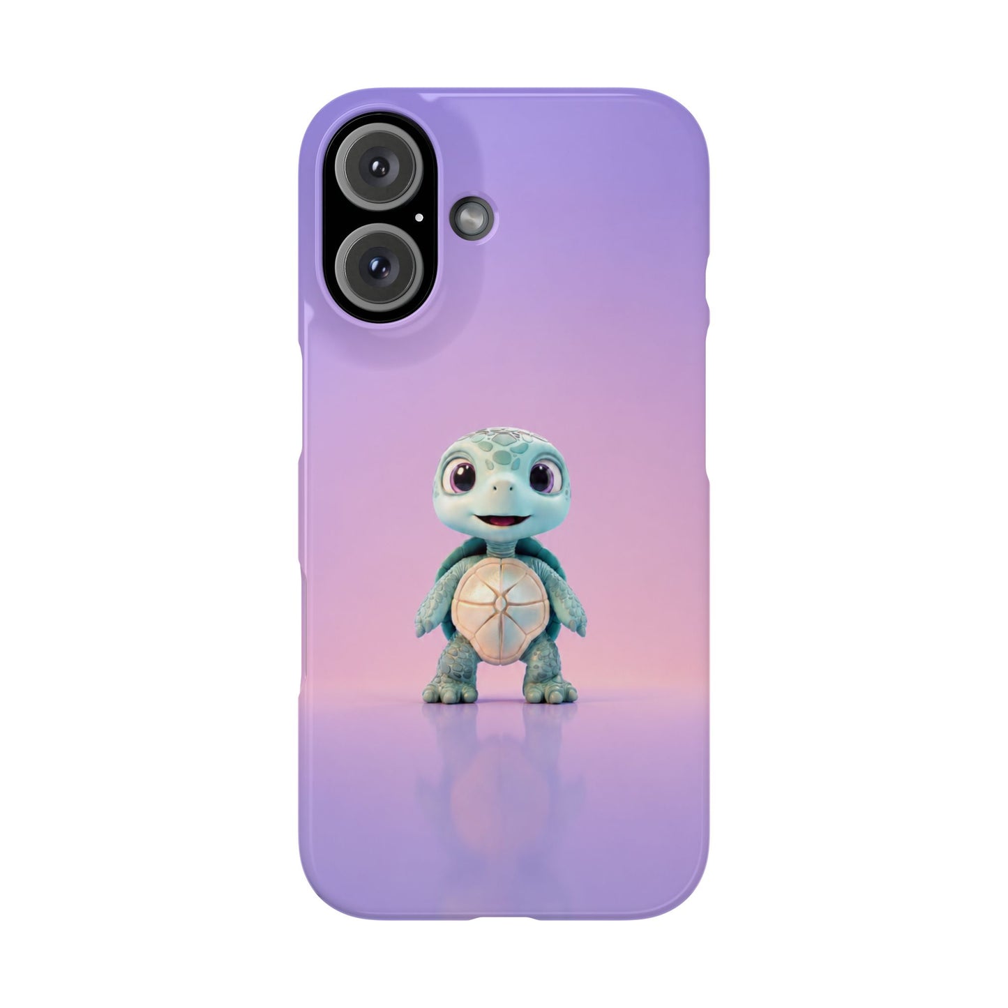 Eli the Turtle Phone Case – Cute Mint Turtle, Purple Gradient