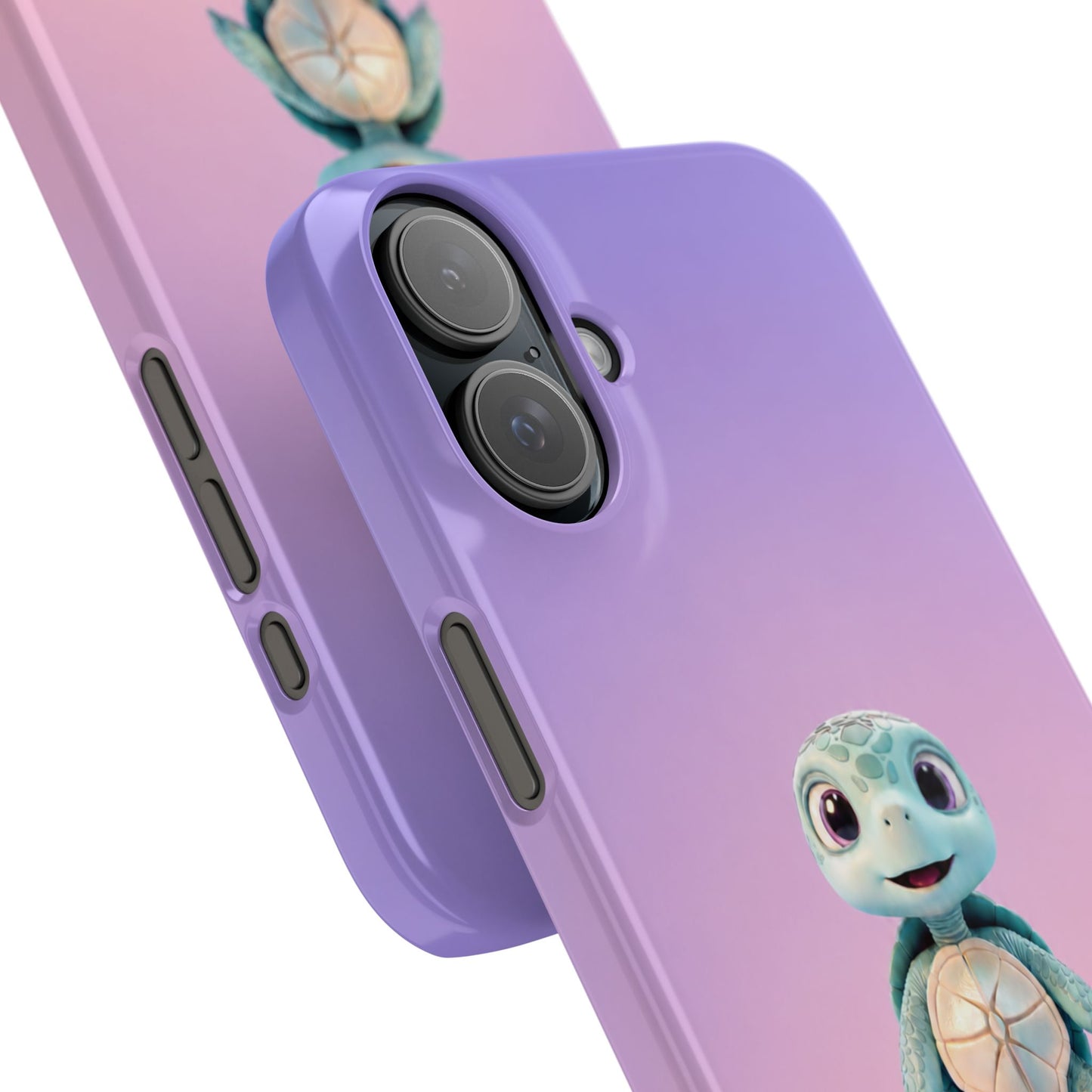 Eli the Turtle Phone Case – Cute Mint Turtle, Purple Gradient