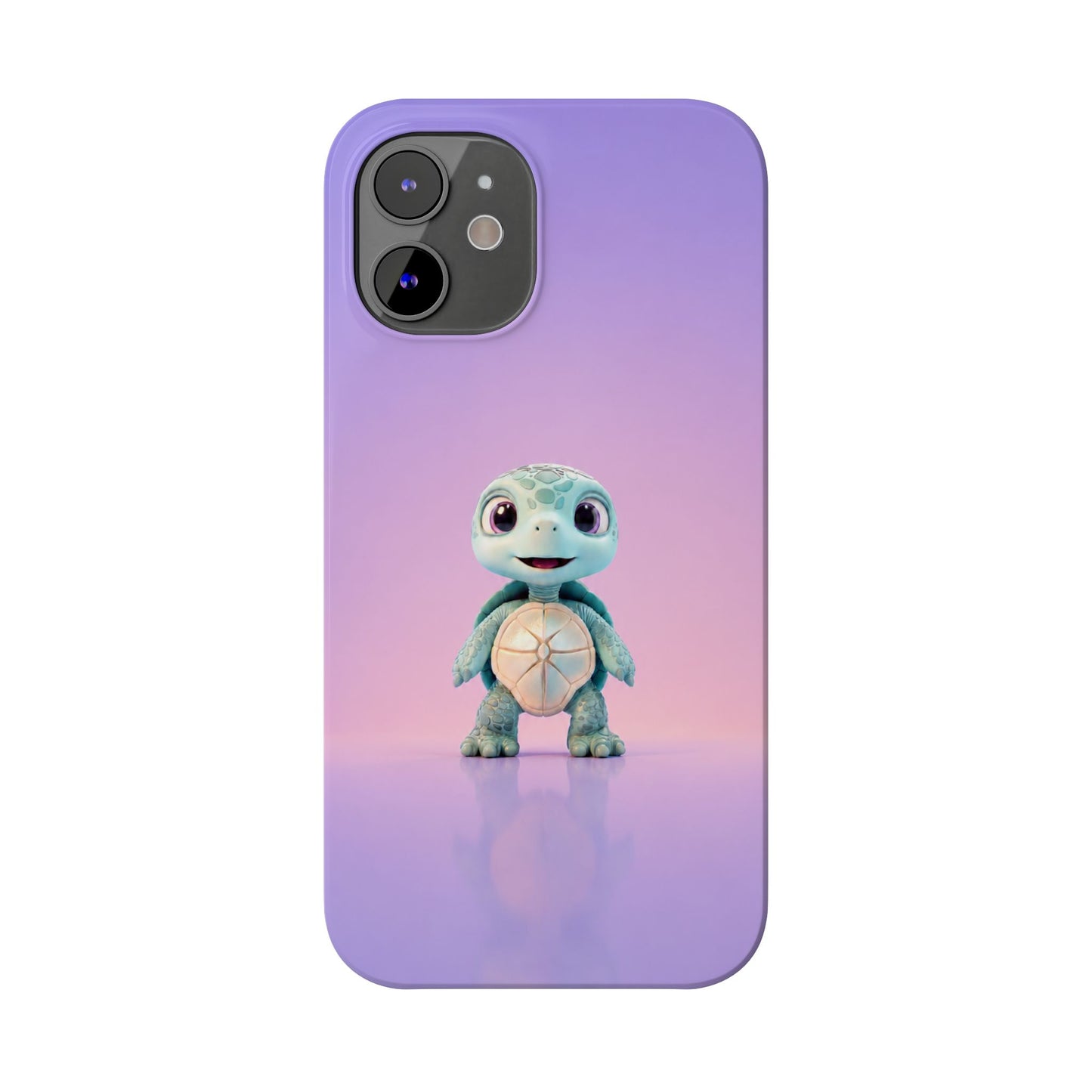 Eli the Turtle Phone Case – Cute Mint Turtle, Purple Gradient