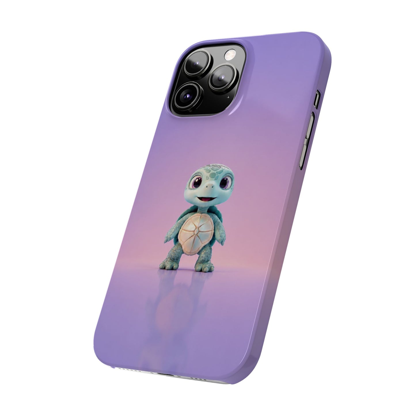 Eli the Turtle Phone Case – Cute Mint Turtle, Purple Gradient