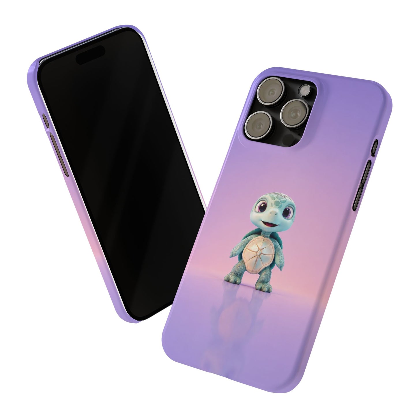 Eli the Turtle Phone Case – Cute Mint Turtle, Purple Gradient