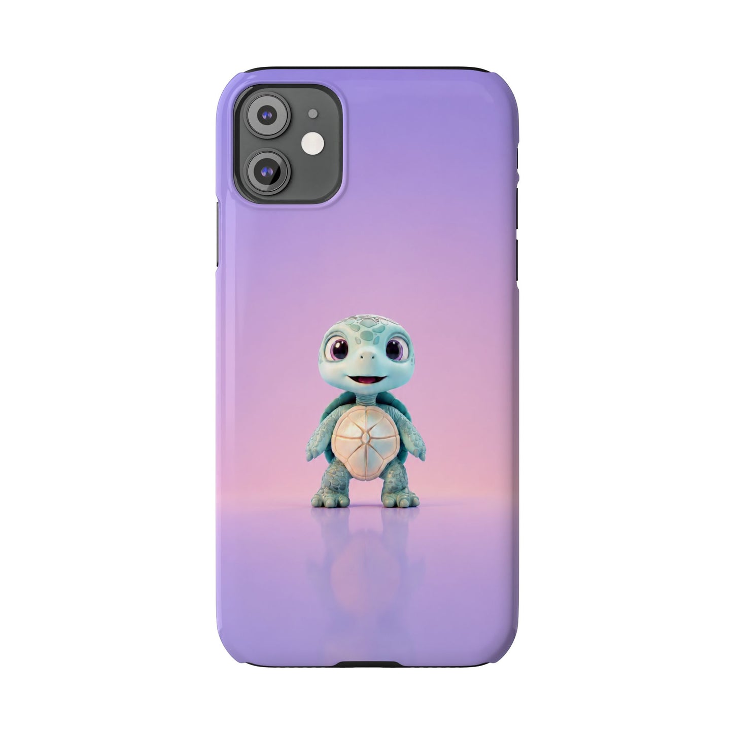 Eli the Turtle Phone Case – Cute Mint Turtle, Purple Gradient