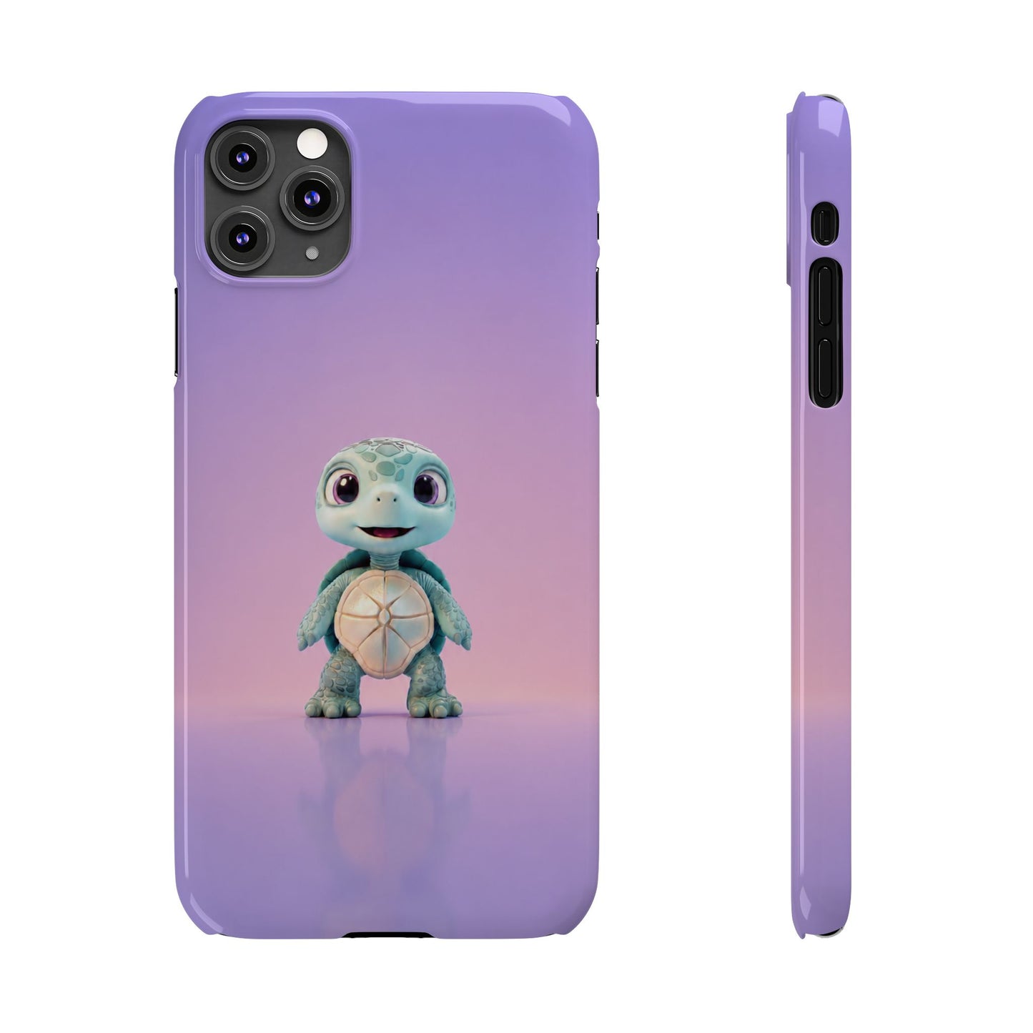 Eli the Turtle Phone Case – Cute Mint Turtle, Purple Gradient