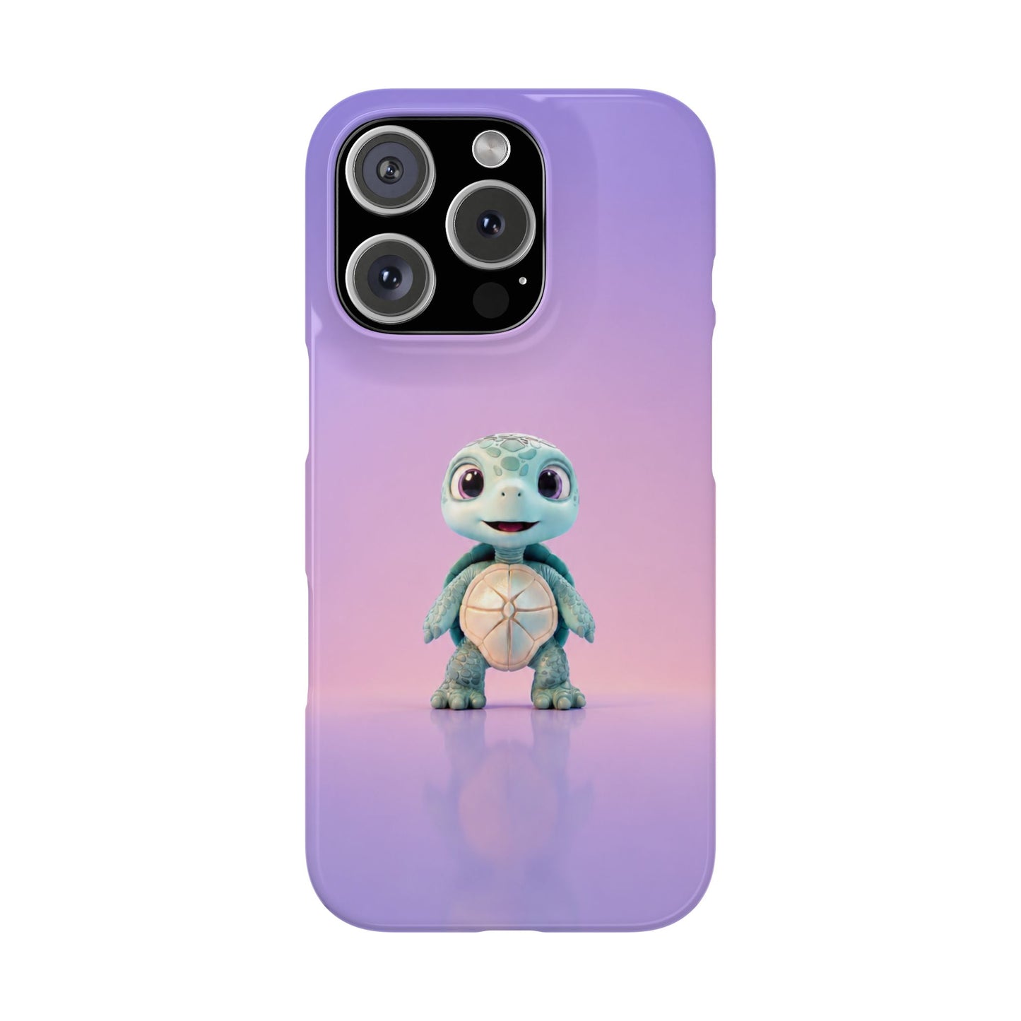 Eli the Turtle Phone Case – Cute Mint Turtle, Purple Gradient
