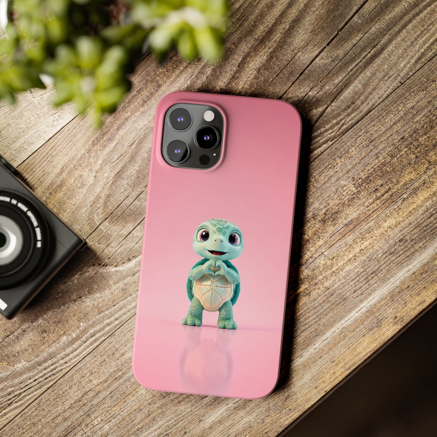 Eli the Turtle Heart Hands – Mint Turtle on Pink