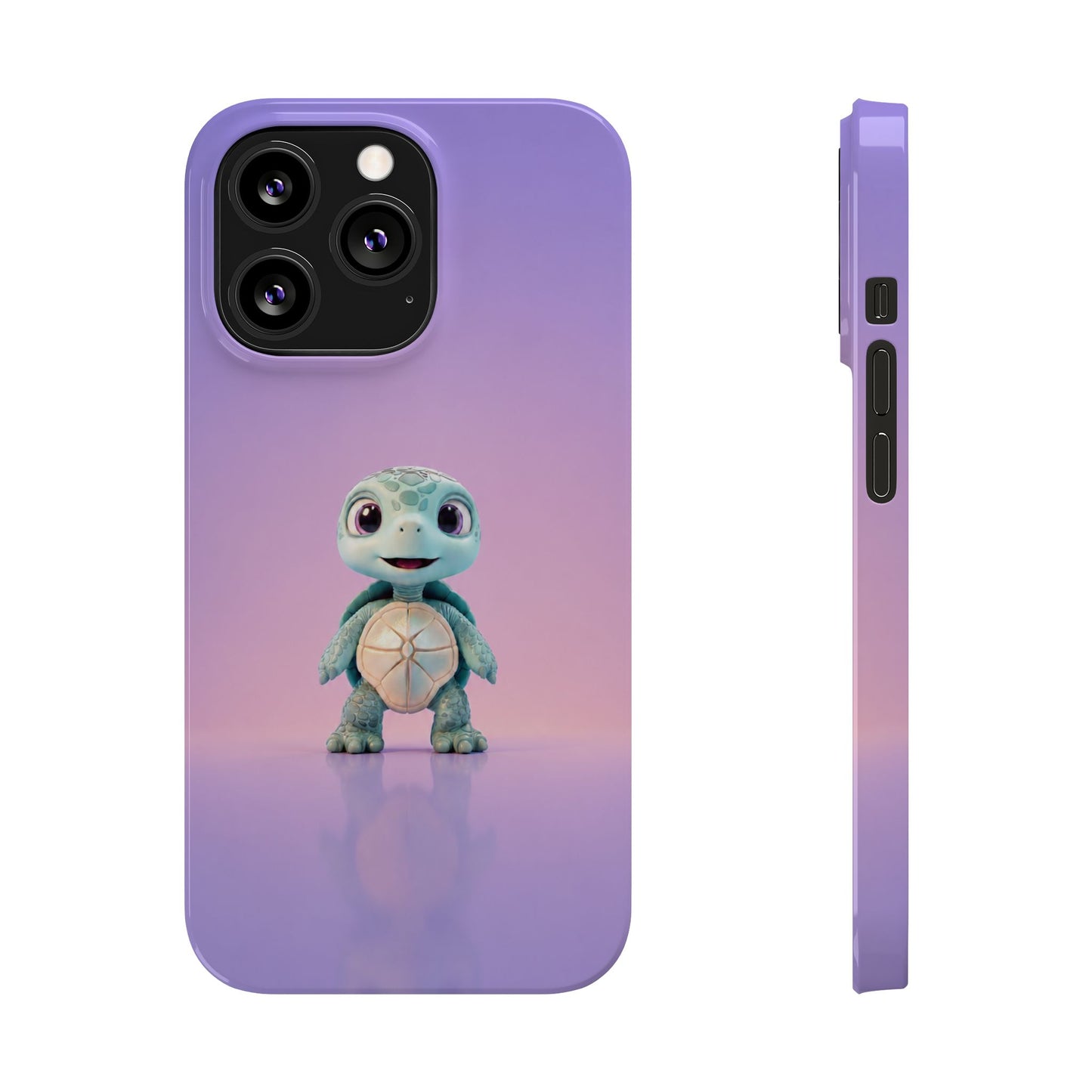 Eli the Turtle Phone Case – Cute Mint Turtle, Purple Gradient